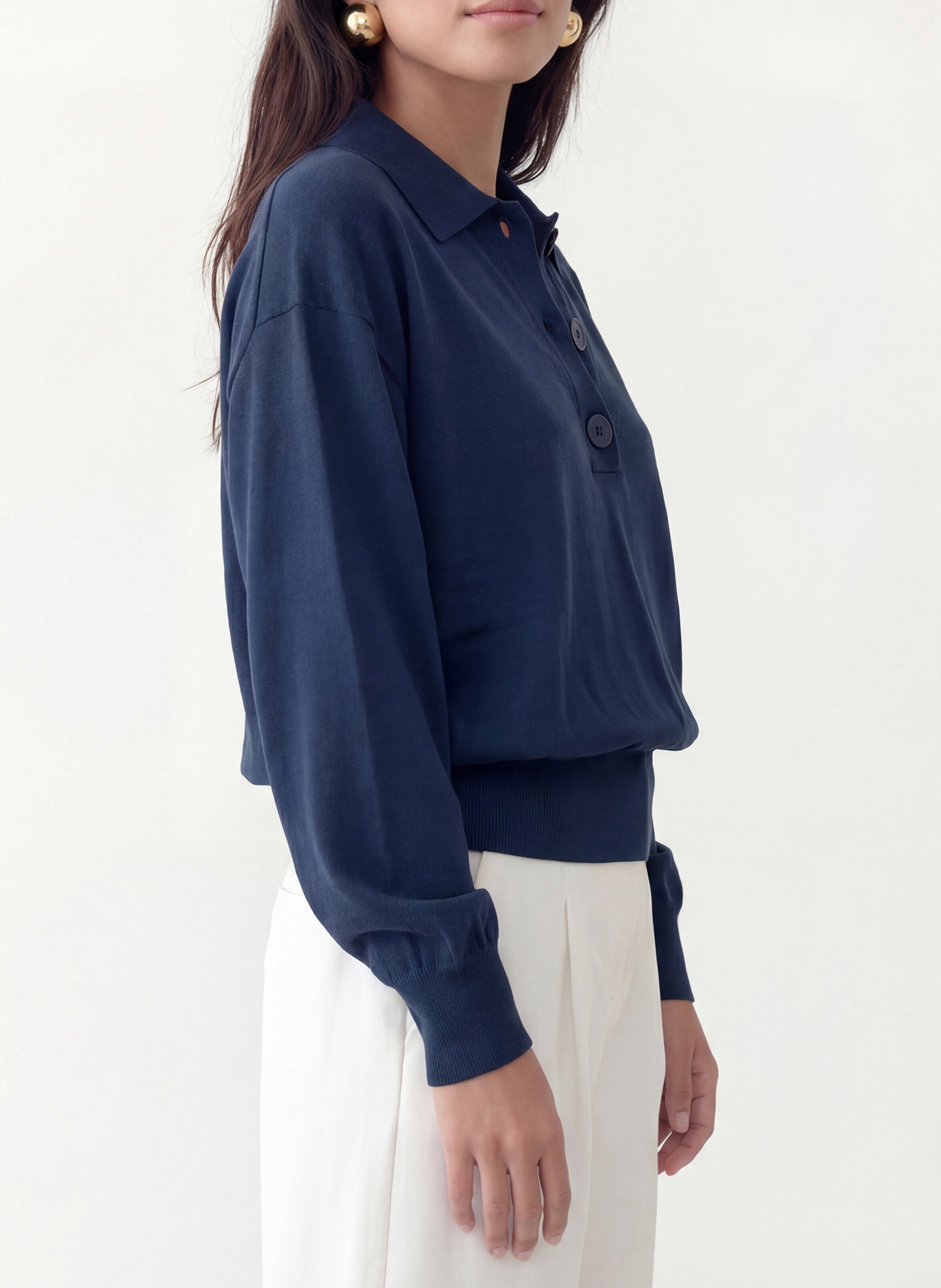 Gerade geschnittenes Poloshirt aus Strick KOOKAI Blau