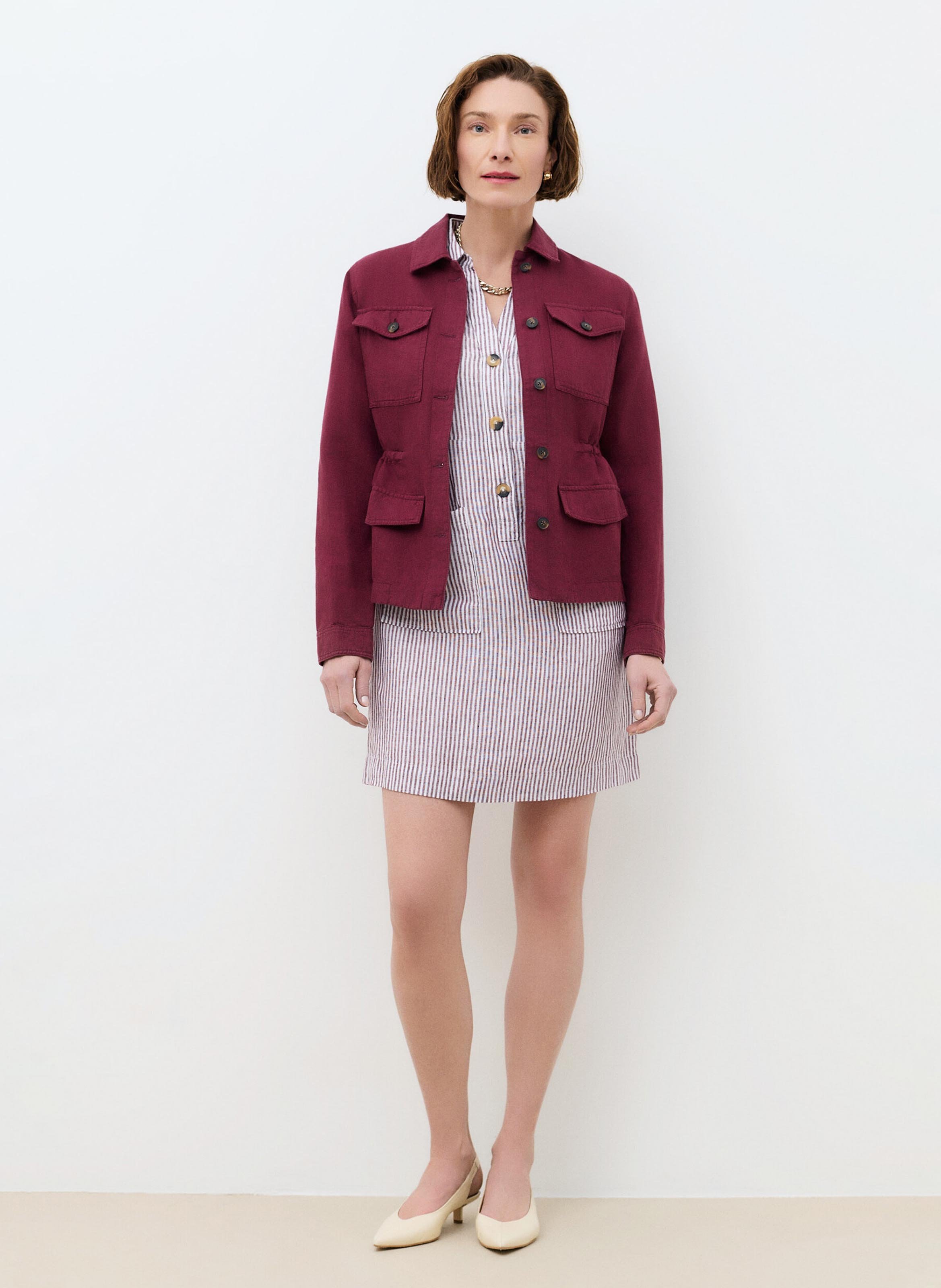 Chemise col classique en lin CAROLL Rouge