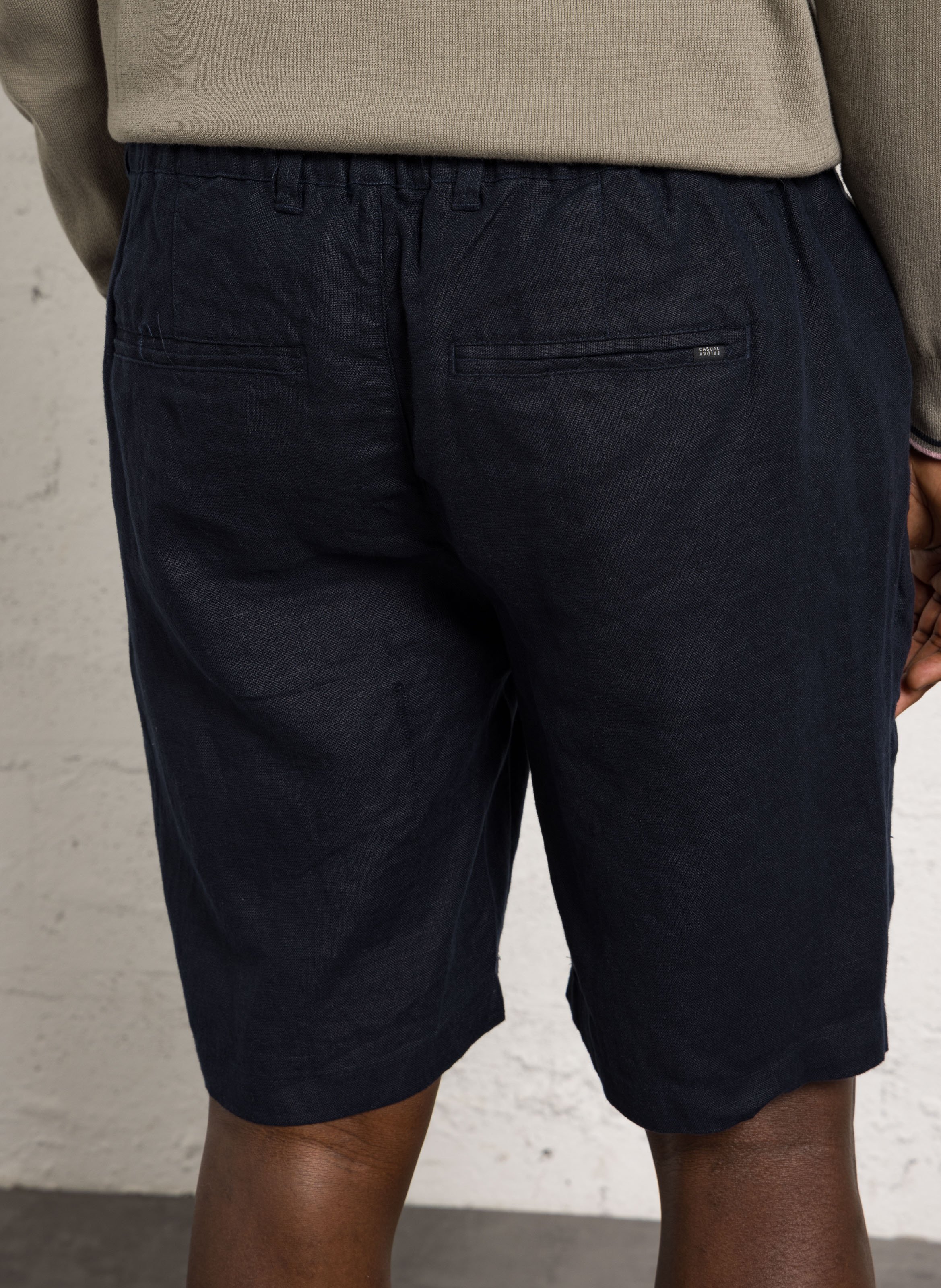 Pantalón ajustado de lino Azul