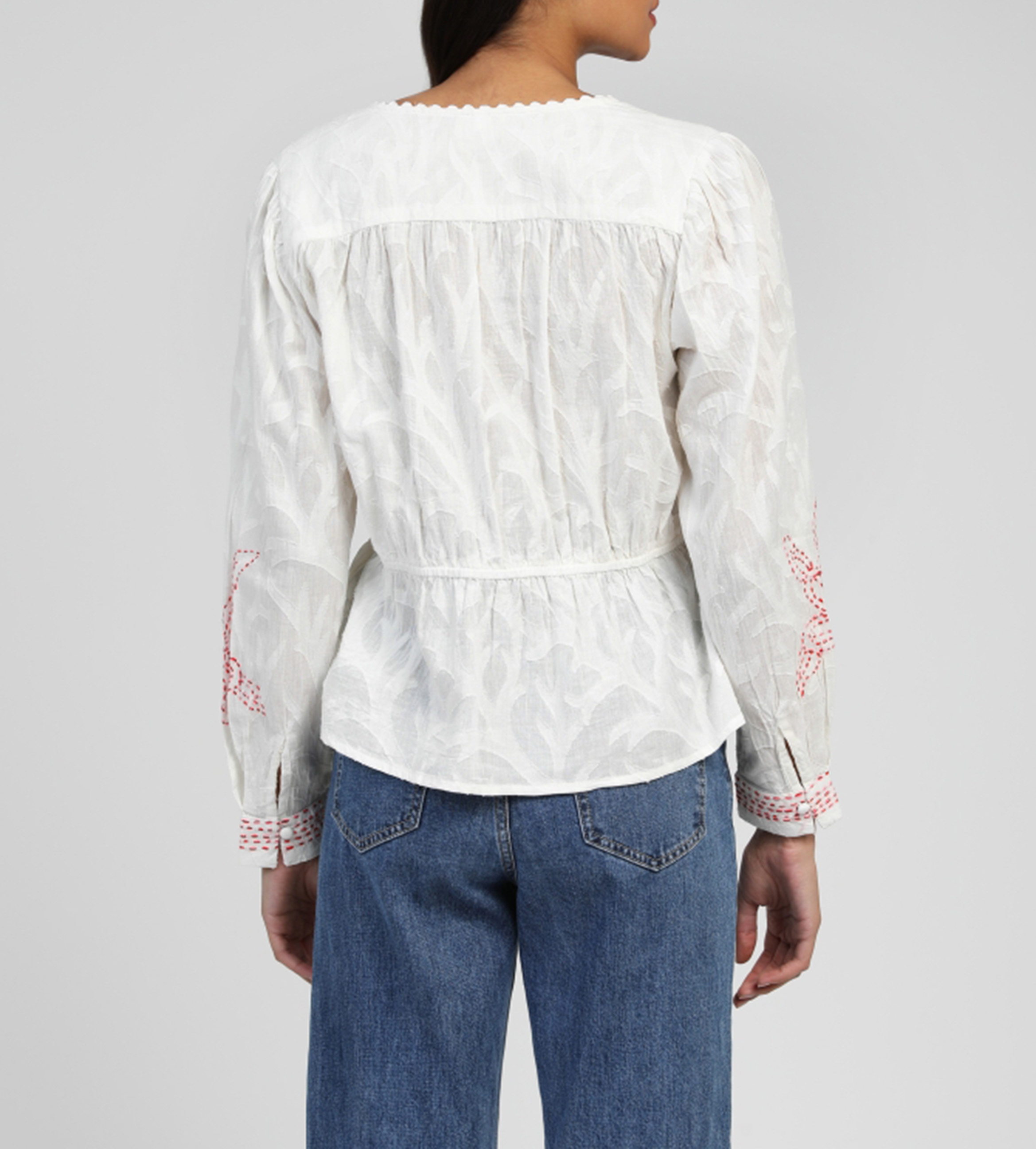 Straight blouse in embroidered cotton AN'GE Beige