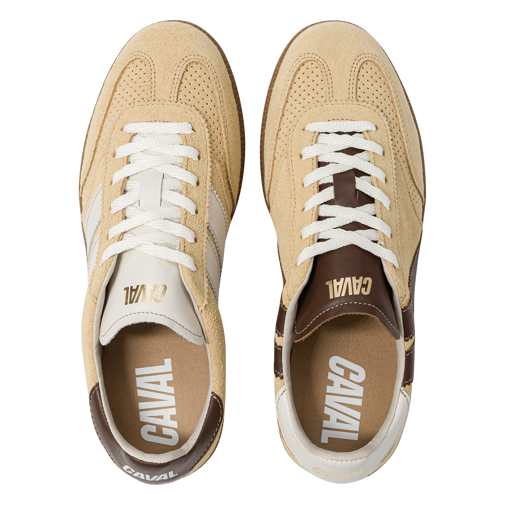 Baskets basses en cuir velours CAVAL Beige