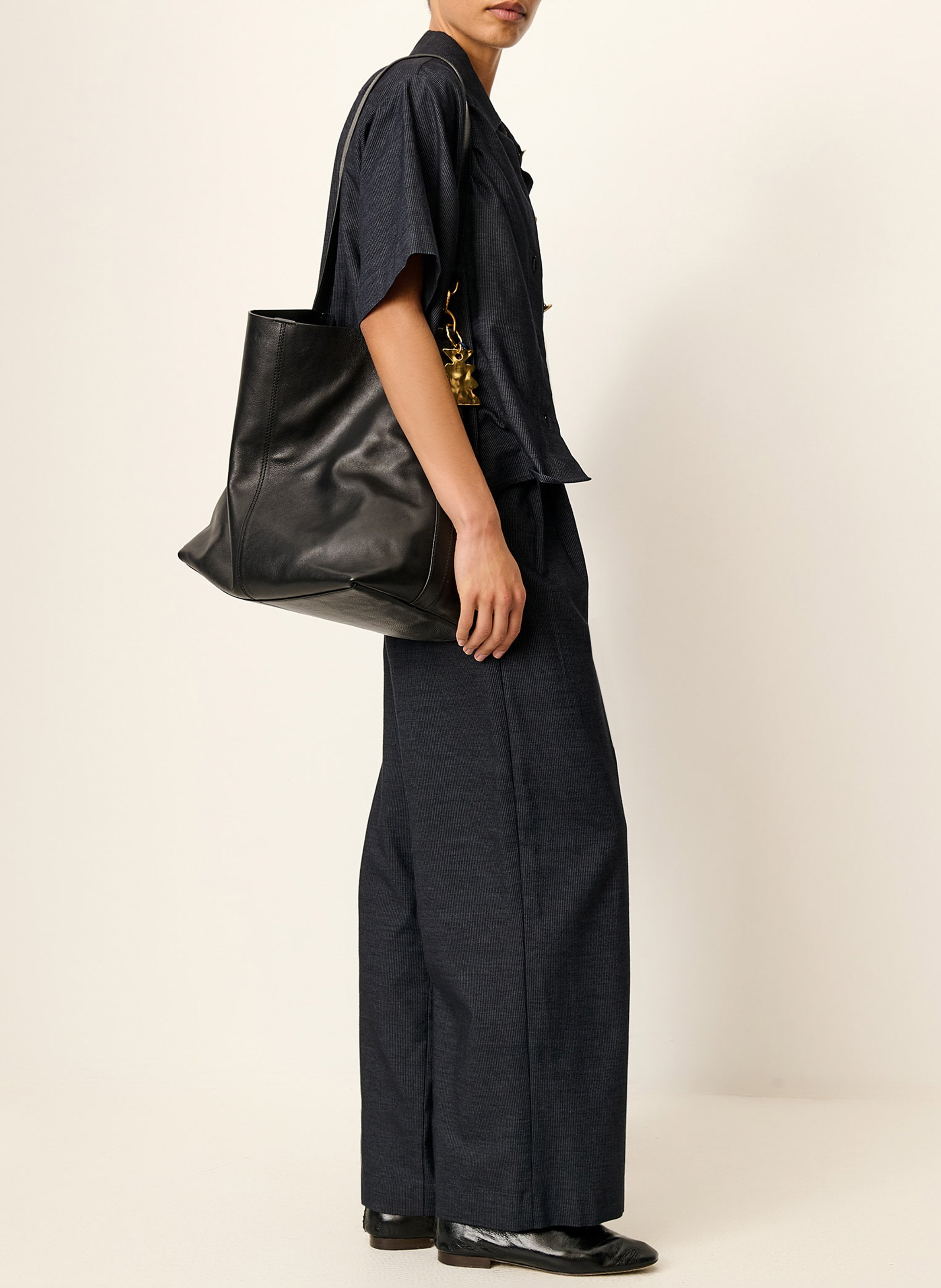 High-waisted straight-leg trousers in oxford fabric SESSUN Blue