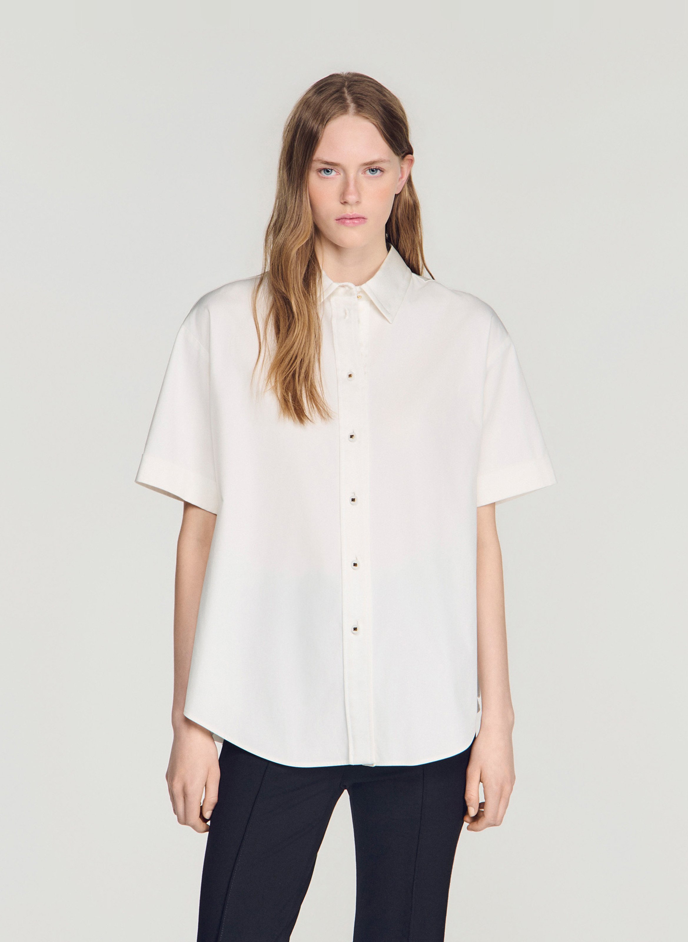 Ruimvallende blouse met klassieke kraag SANDRO Beige