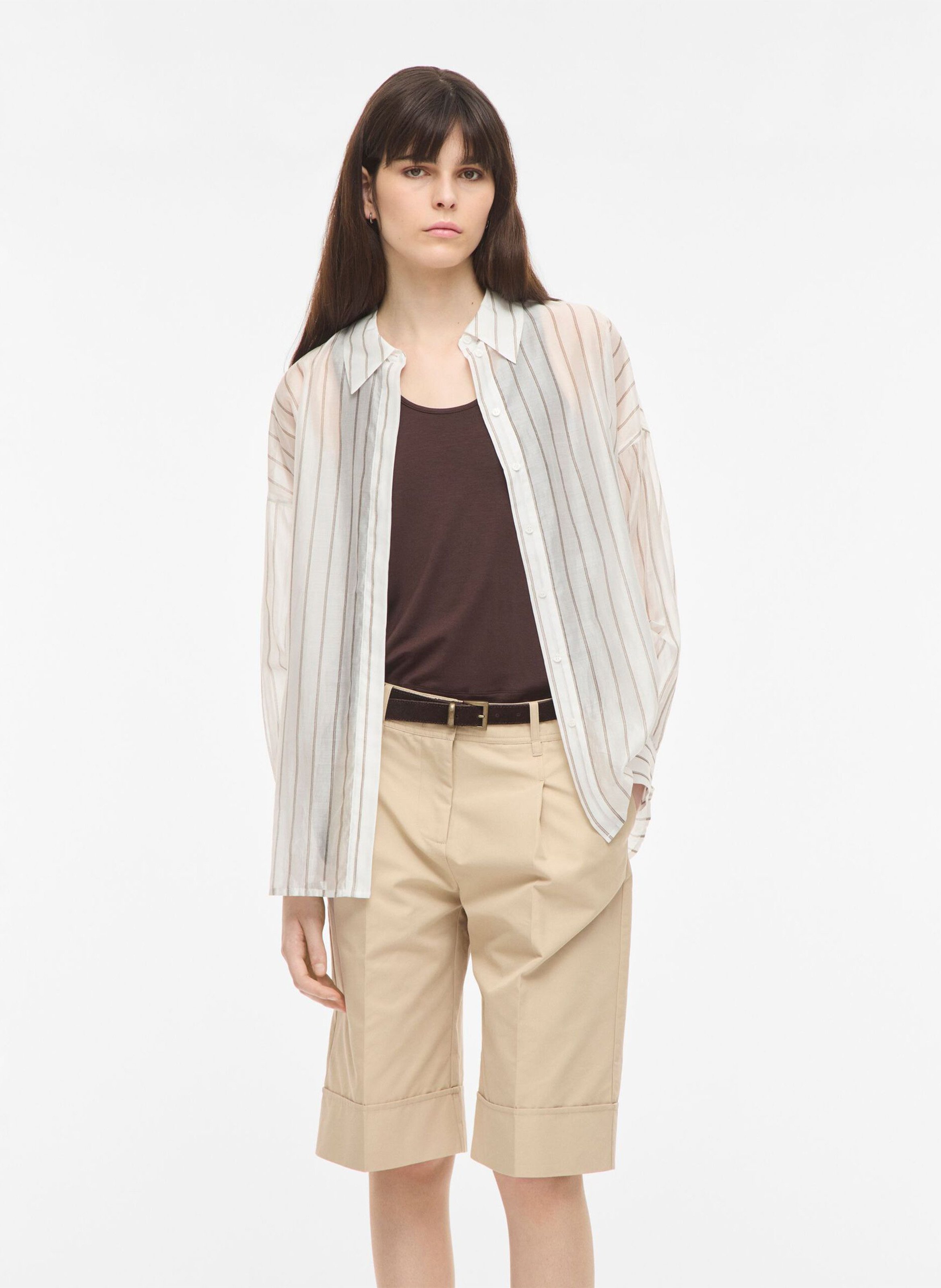 Loose-fit striped shirt ROUGE EDIT Beige