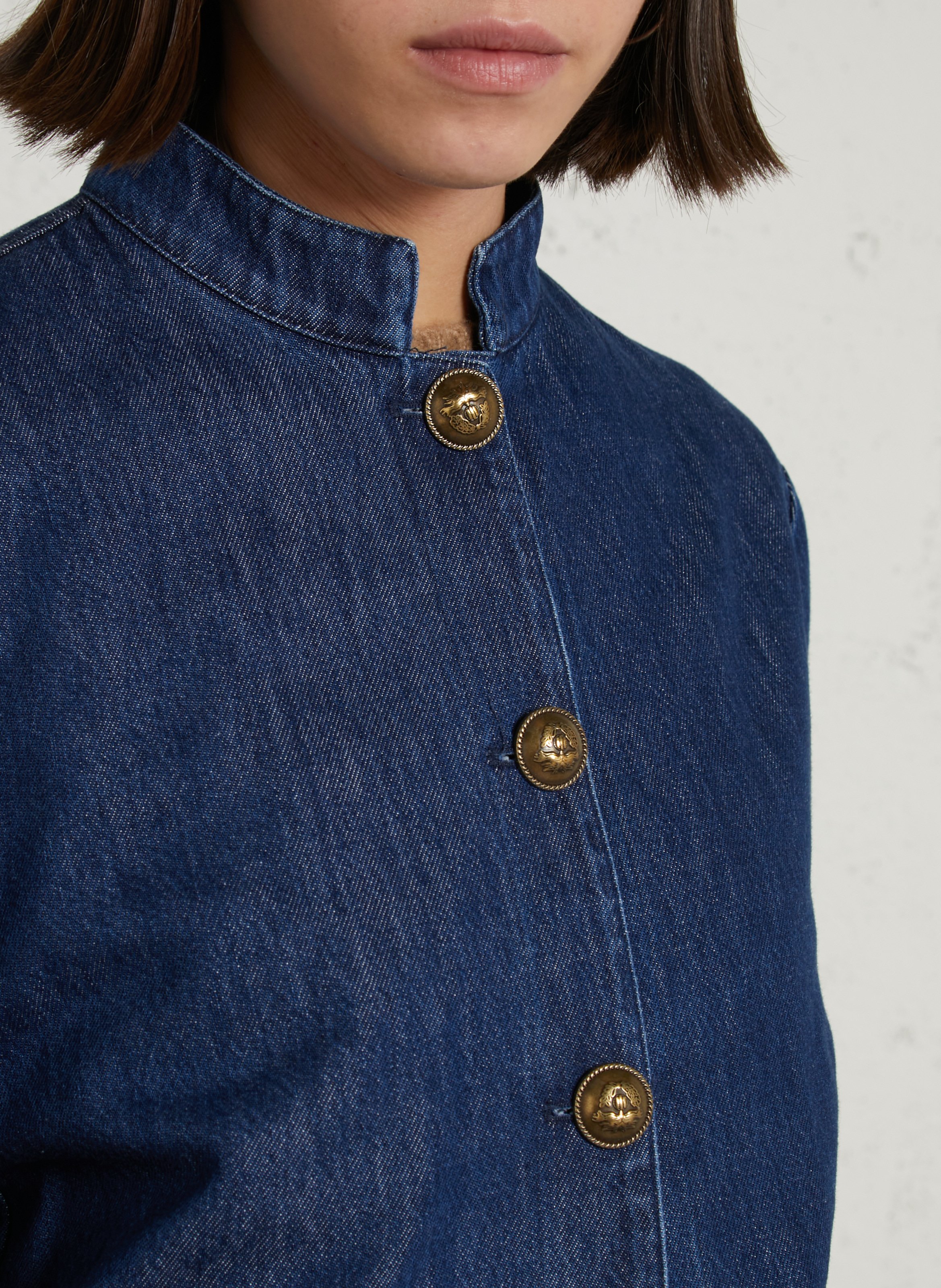 Straight denim jacket in blended cotton PLEASE Blue