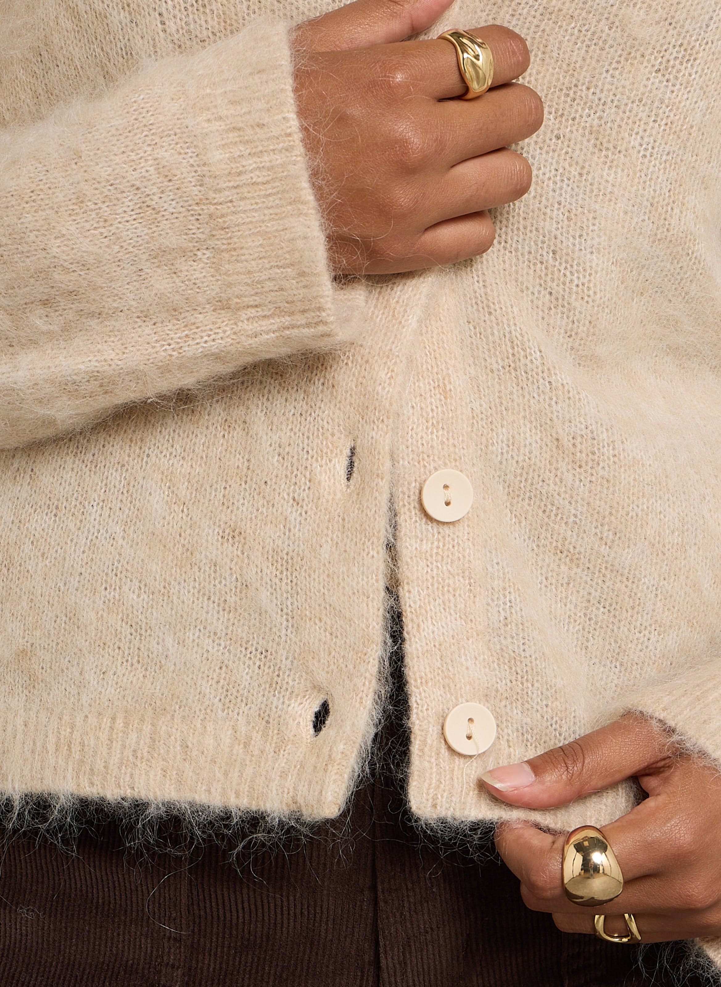 Gilet col rond en laine mélangée JC SOPHIE Beige