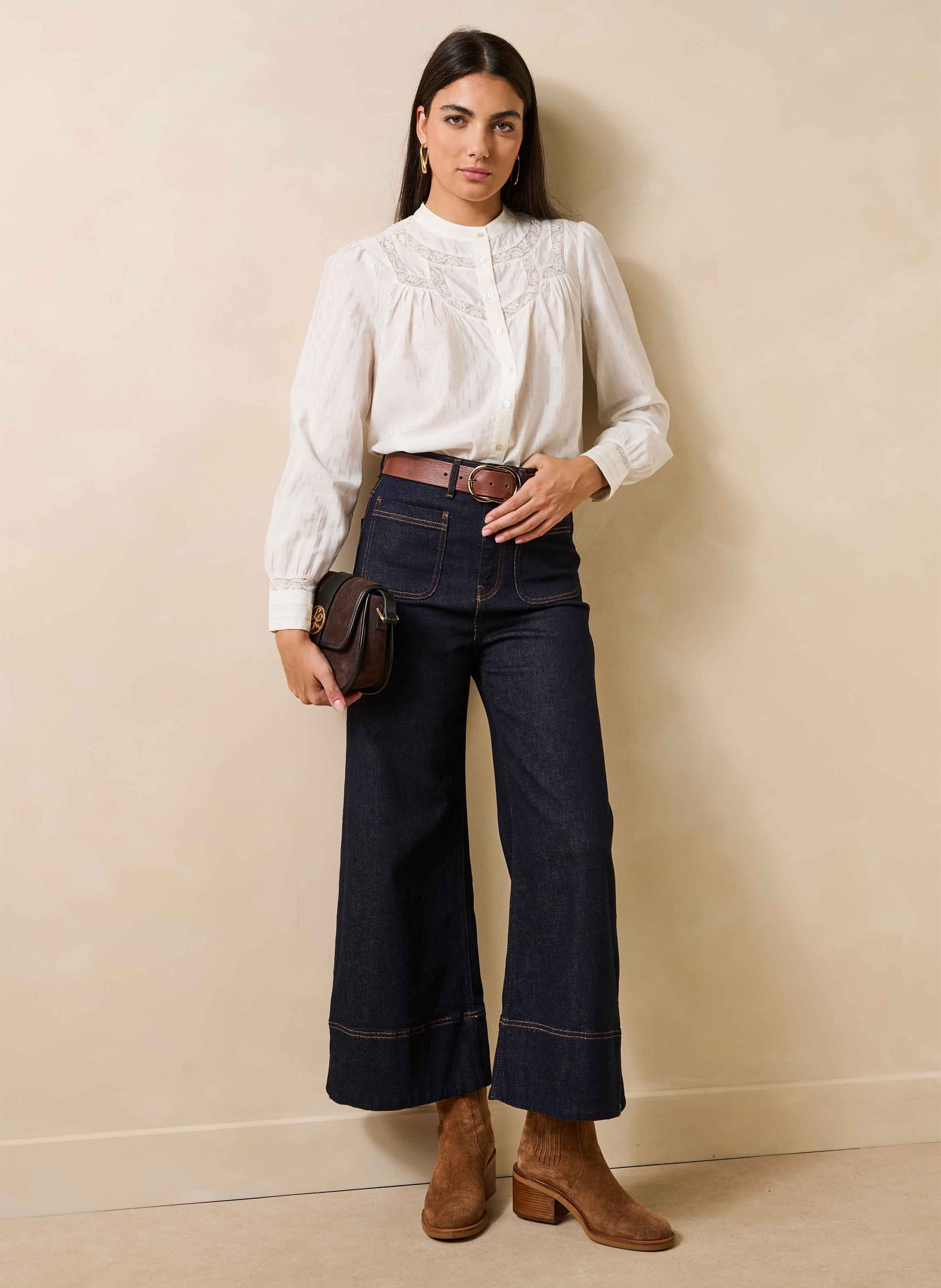 Blouse with round collar LA FEE MARABOUTEE White