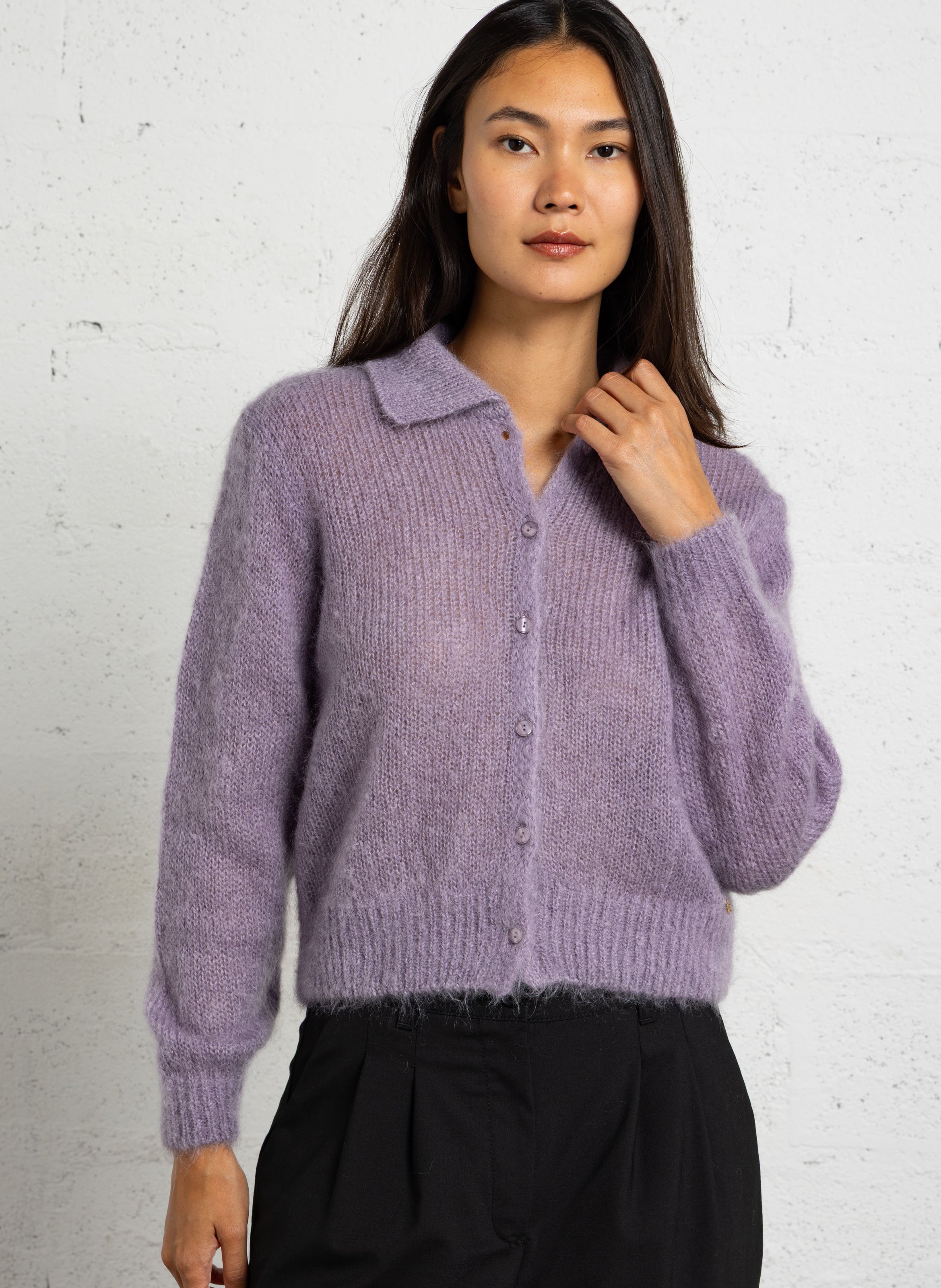 Straight mohair blend polo collar vest DES PETITS HAUTS