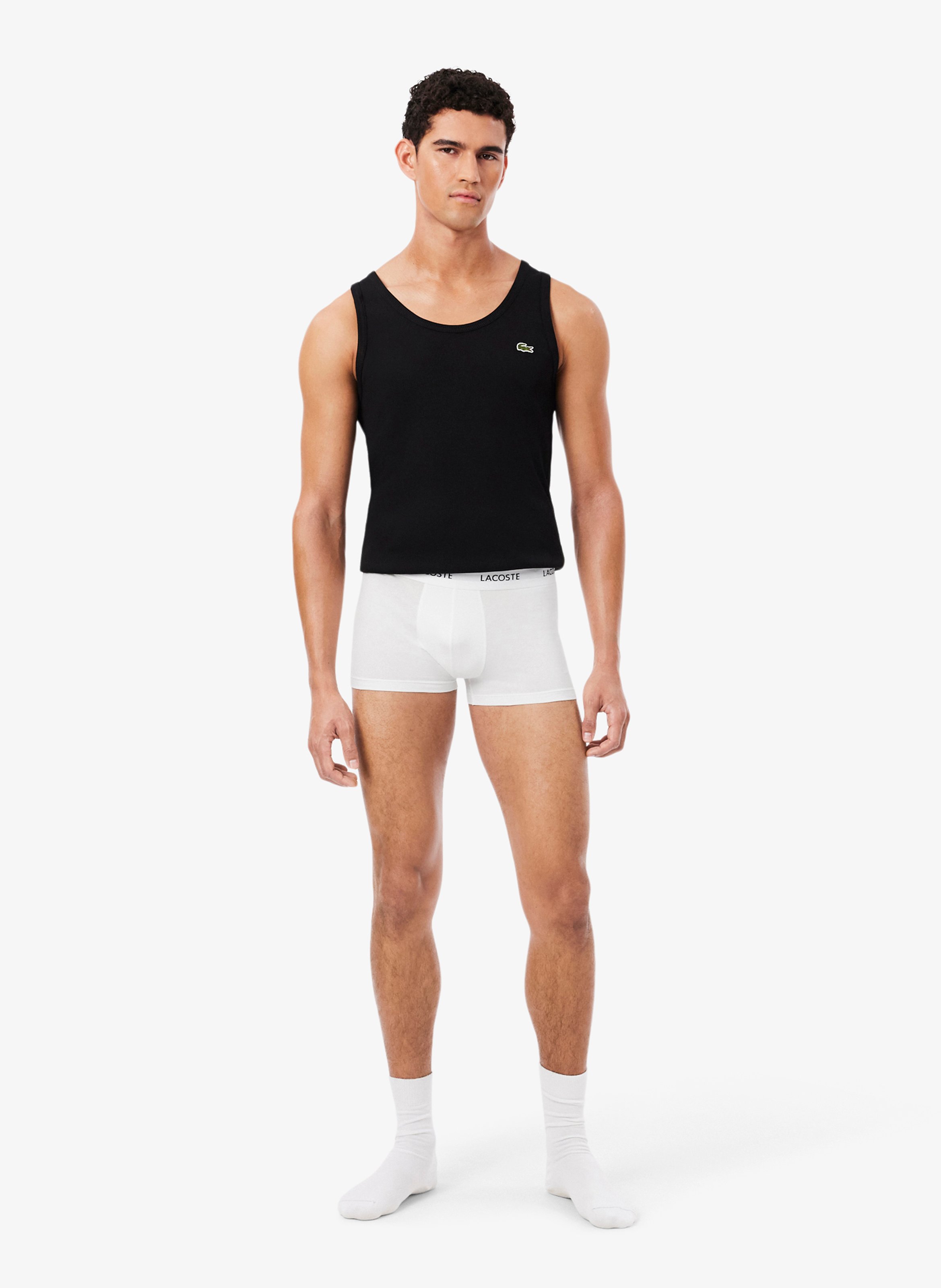 Set aus 3 kurzen Boxershorts aus gemischter Baumwolle LACOSTE Weiss