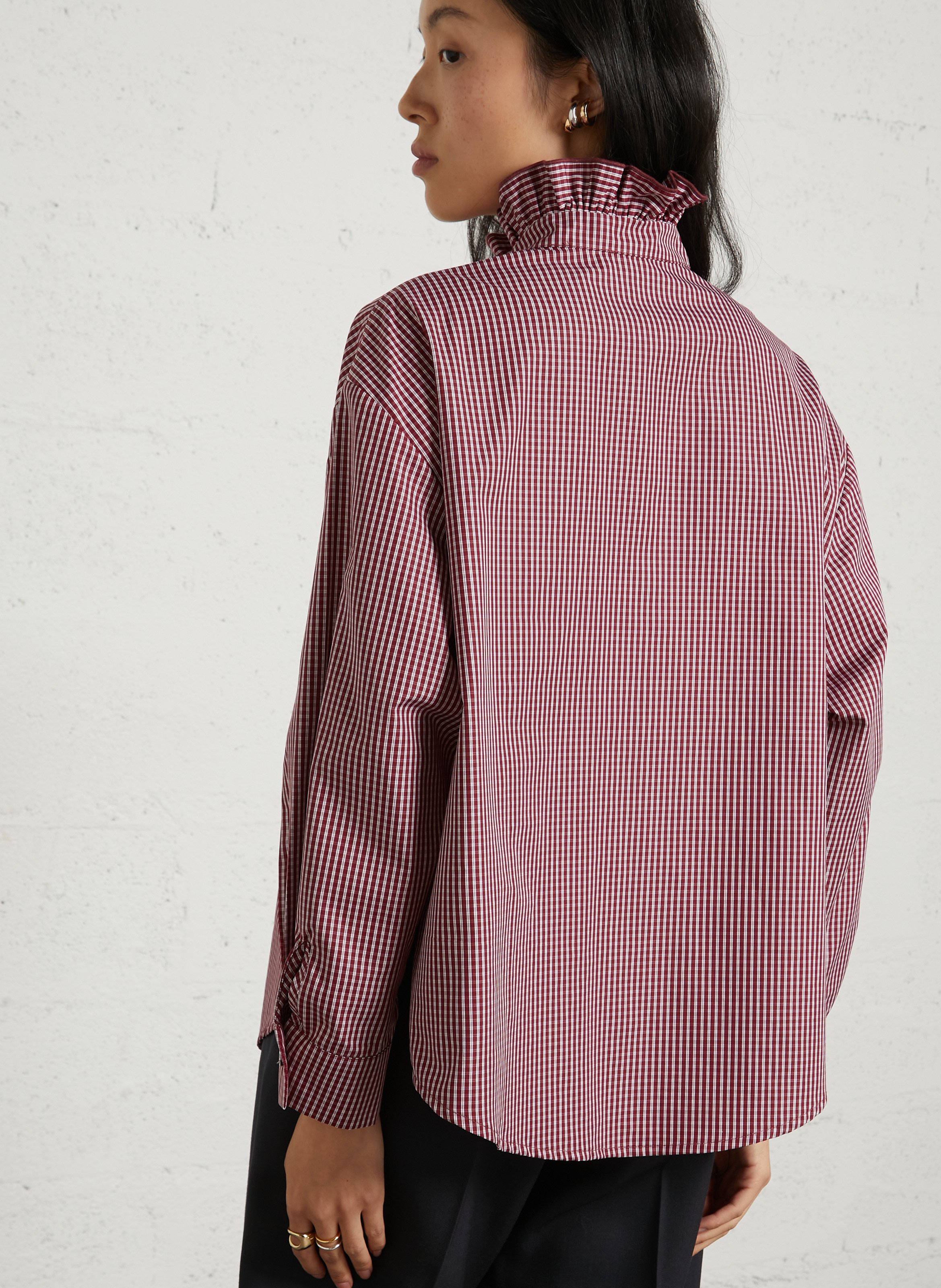 Wijdvallende blouse met Victoriaanse kraag van katoen SUZIE WINKLE Rood