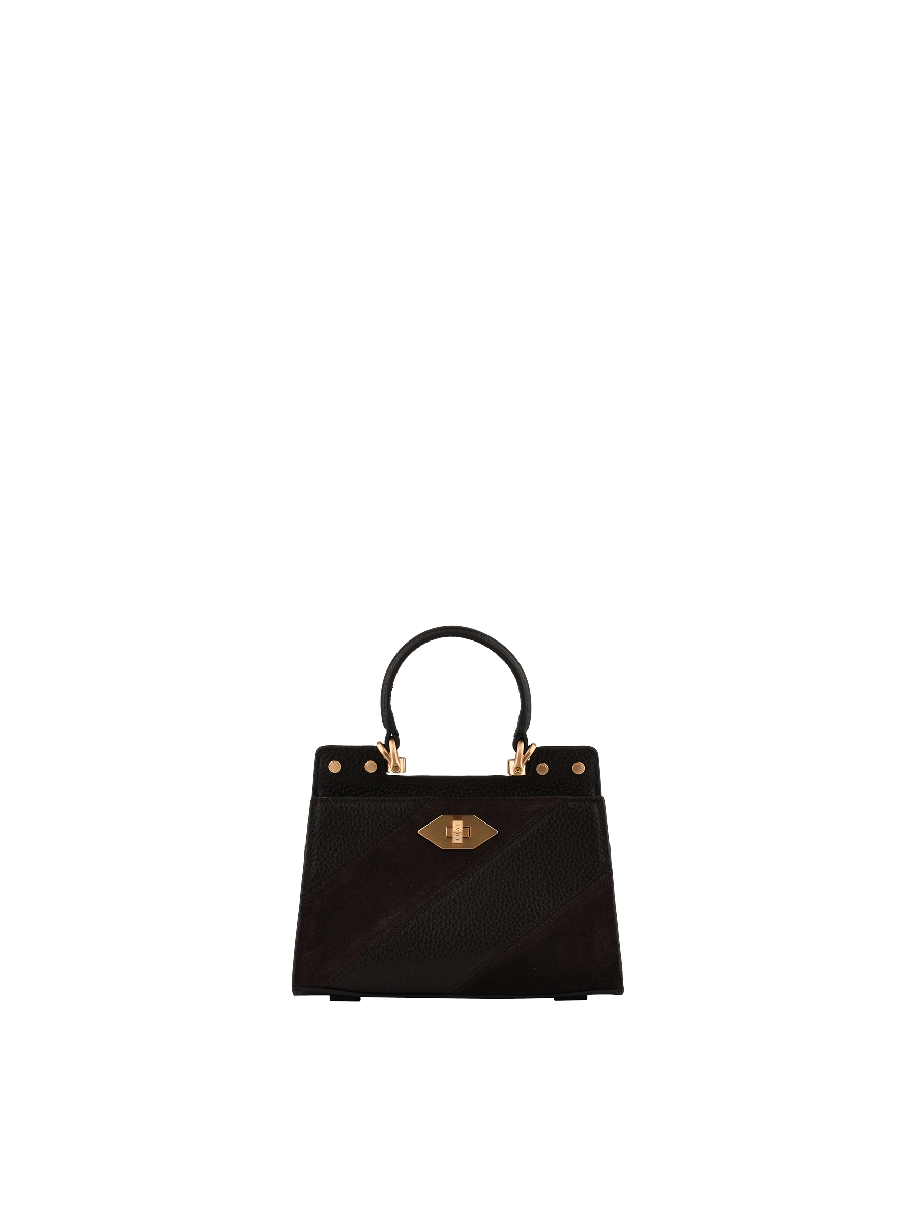 Cowhide leather handbag with a suede-effect finish POURCHET Multicolored