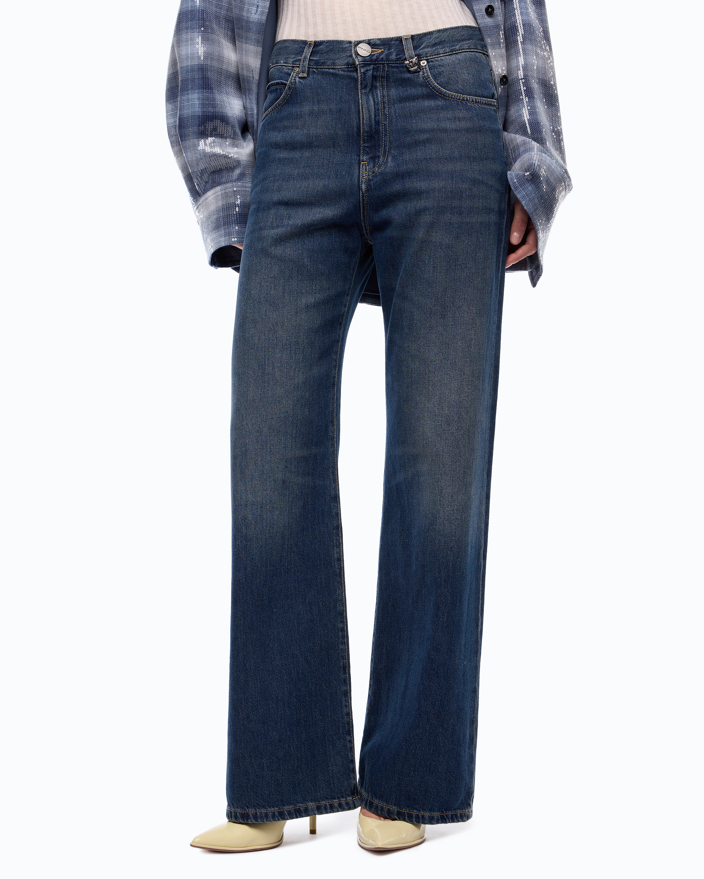 Jean wide leg en denim doux PINKO Bleu