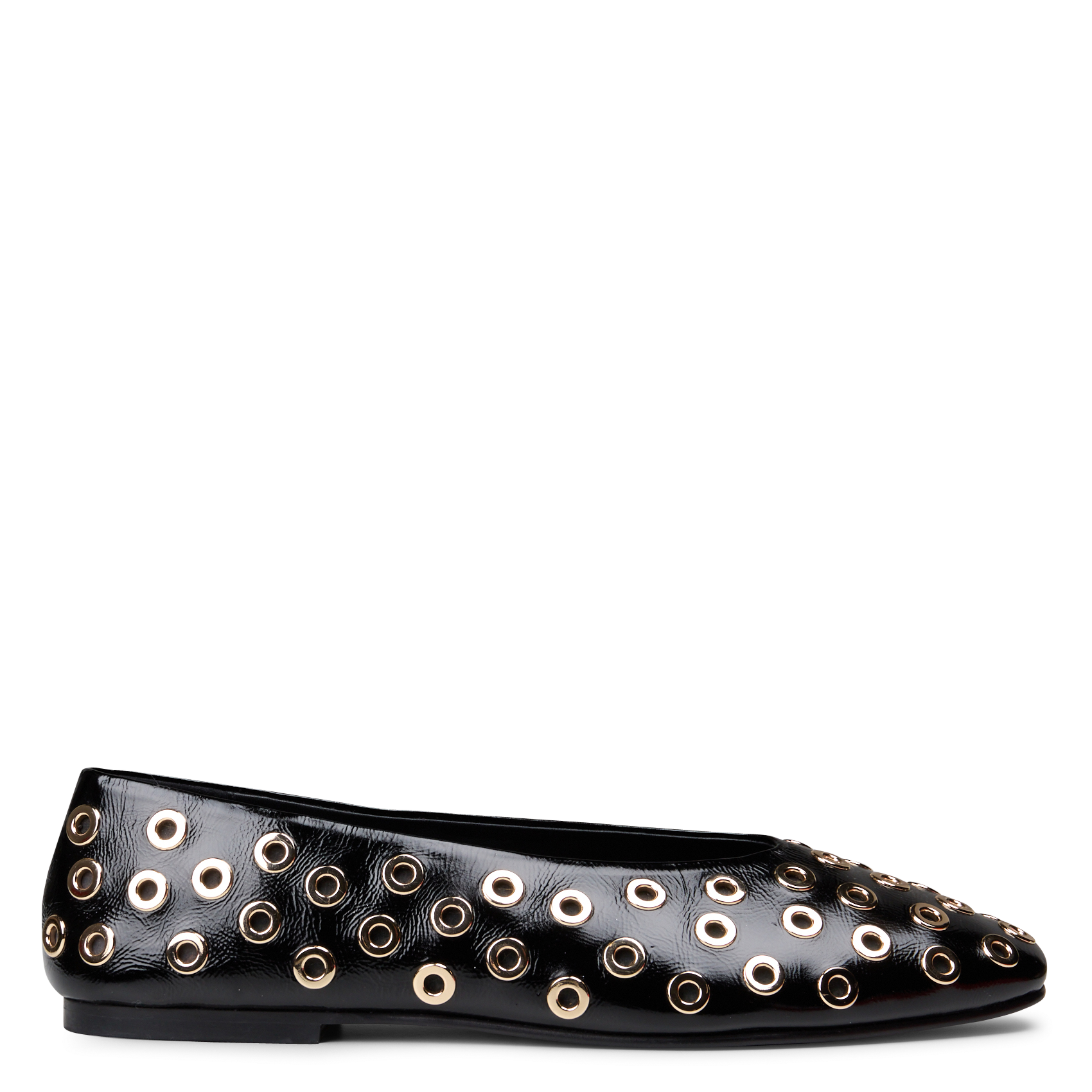 Ballerines en cuir avec œillets métalliques BERENICE Noir