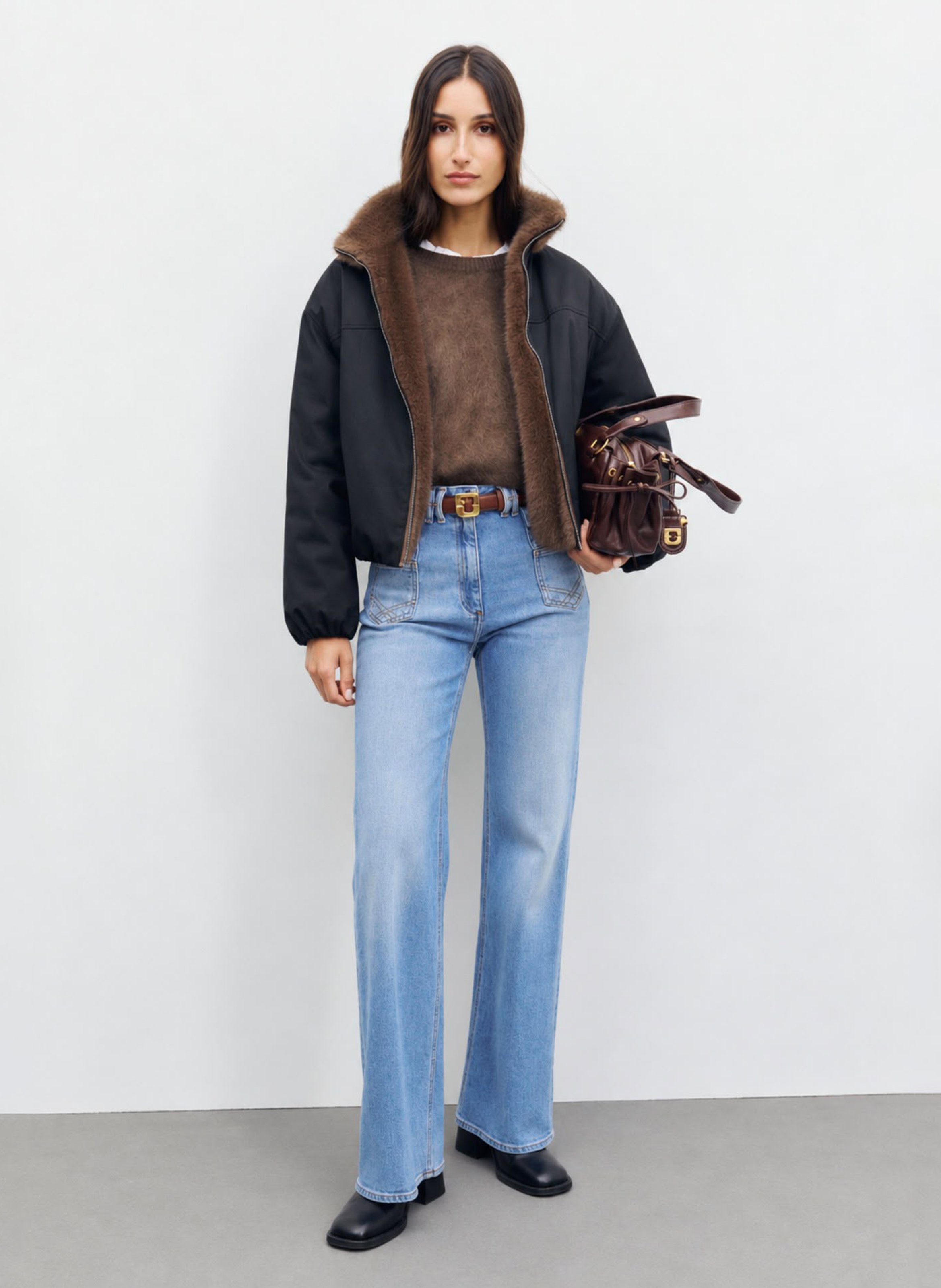 Reversible faux fur-effect coat GERARD DAREL Brown