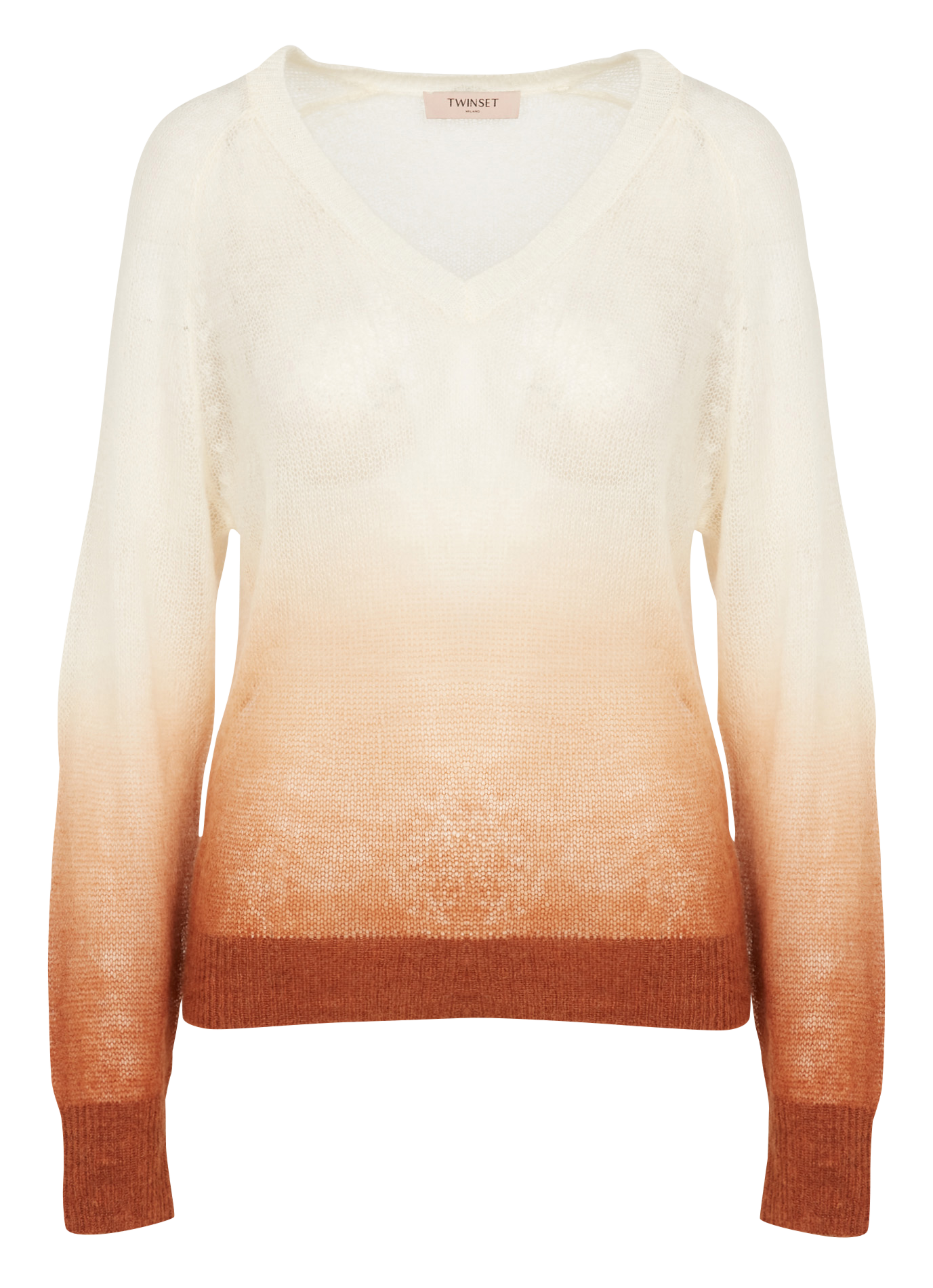 Wollmix-Pullover mit V-Ausschnitt TWINSET Weiss