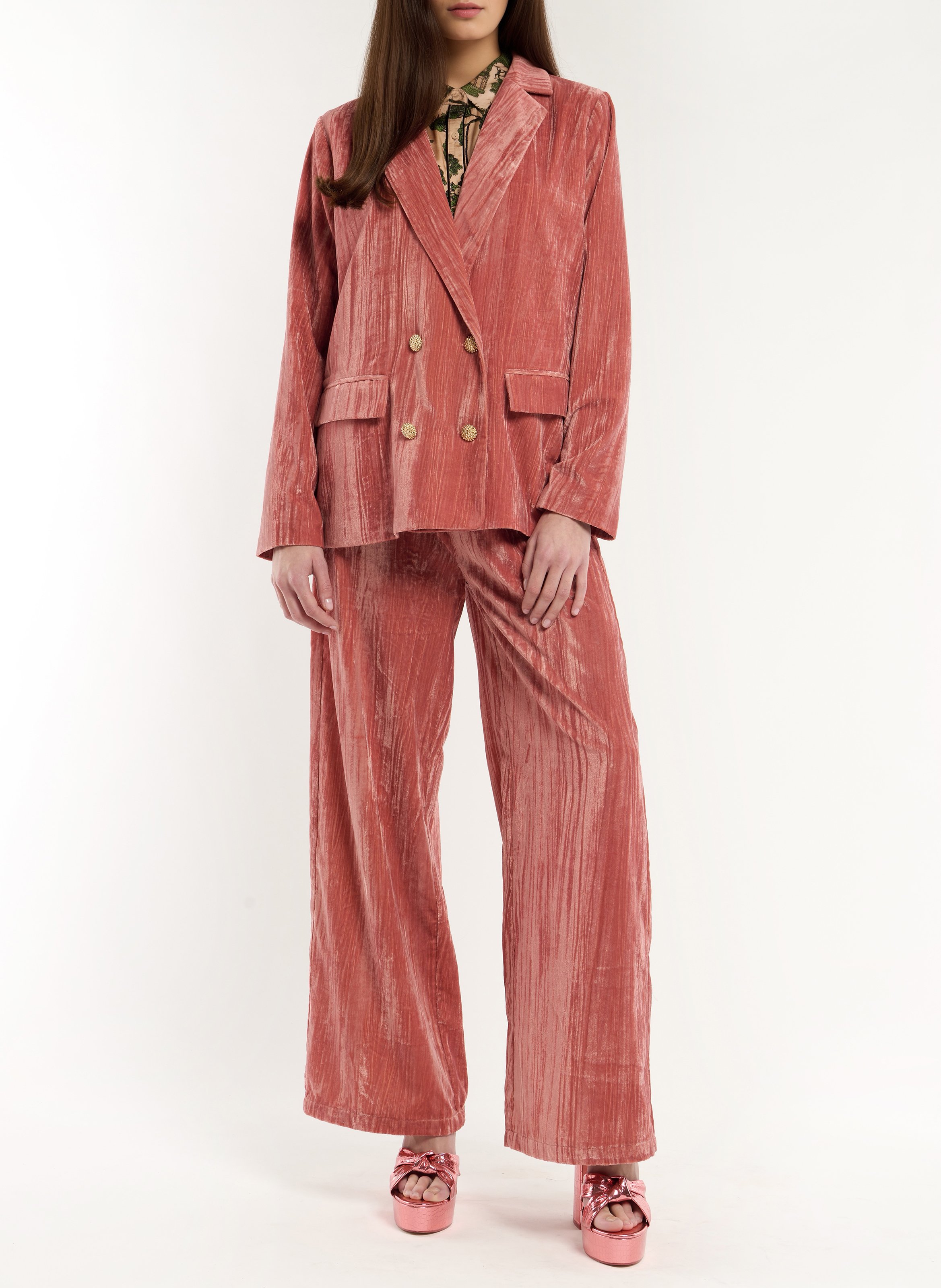 Blazer mit geradem Schnitt in Samtoptik WILD Rosa