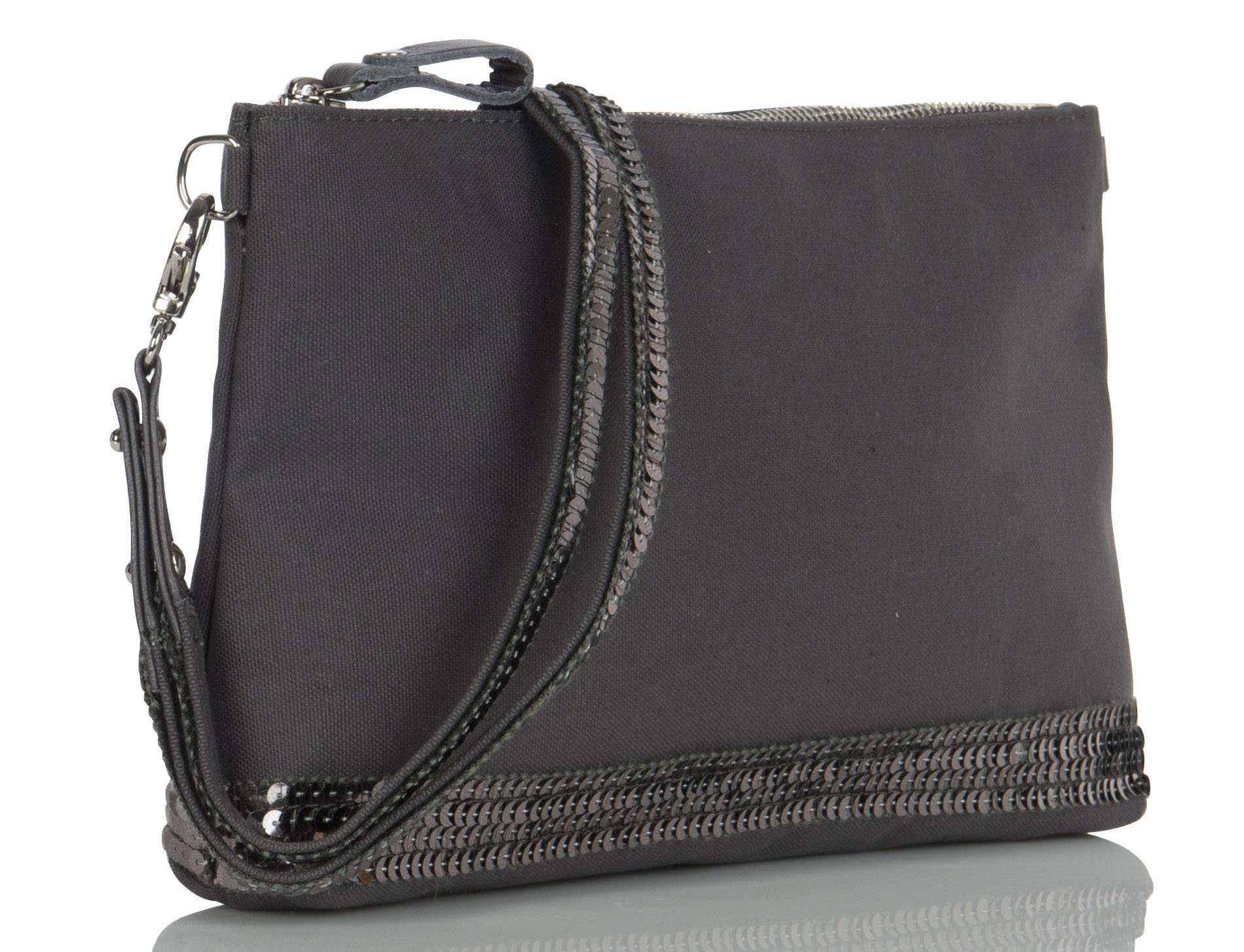 Sequined cotton clutch bag VANESSA BRUNO Grey