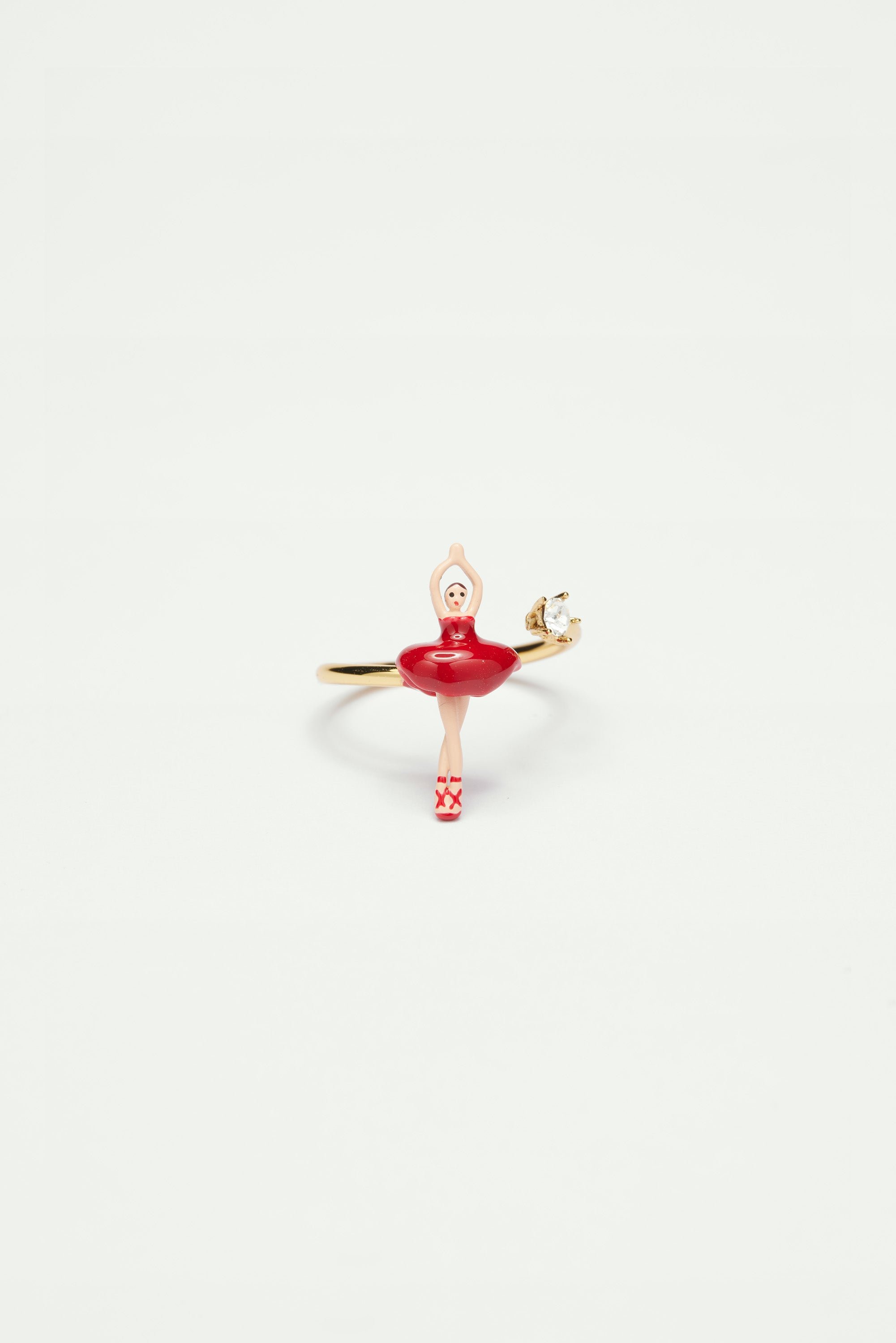 Adjustable ring with mini ballerina in tutu LES NEREIDES Red