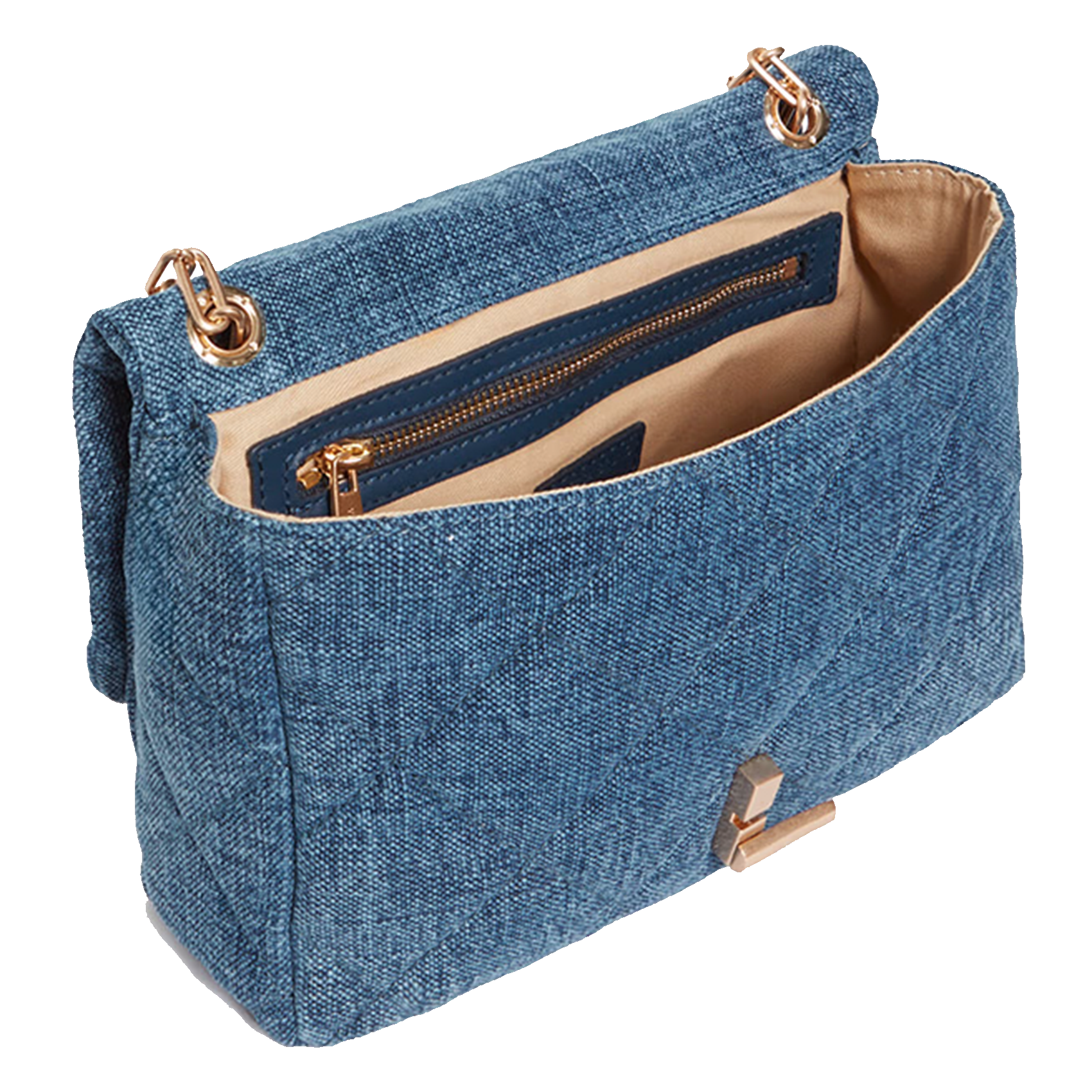Linen crossbody bag VANESSA BRUNO Blue