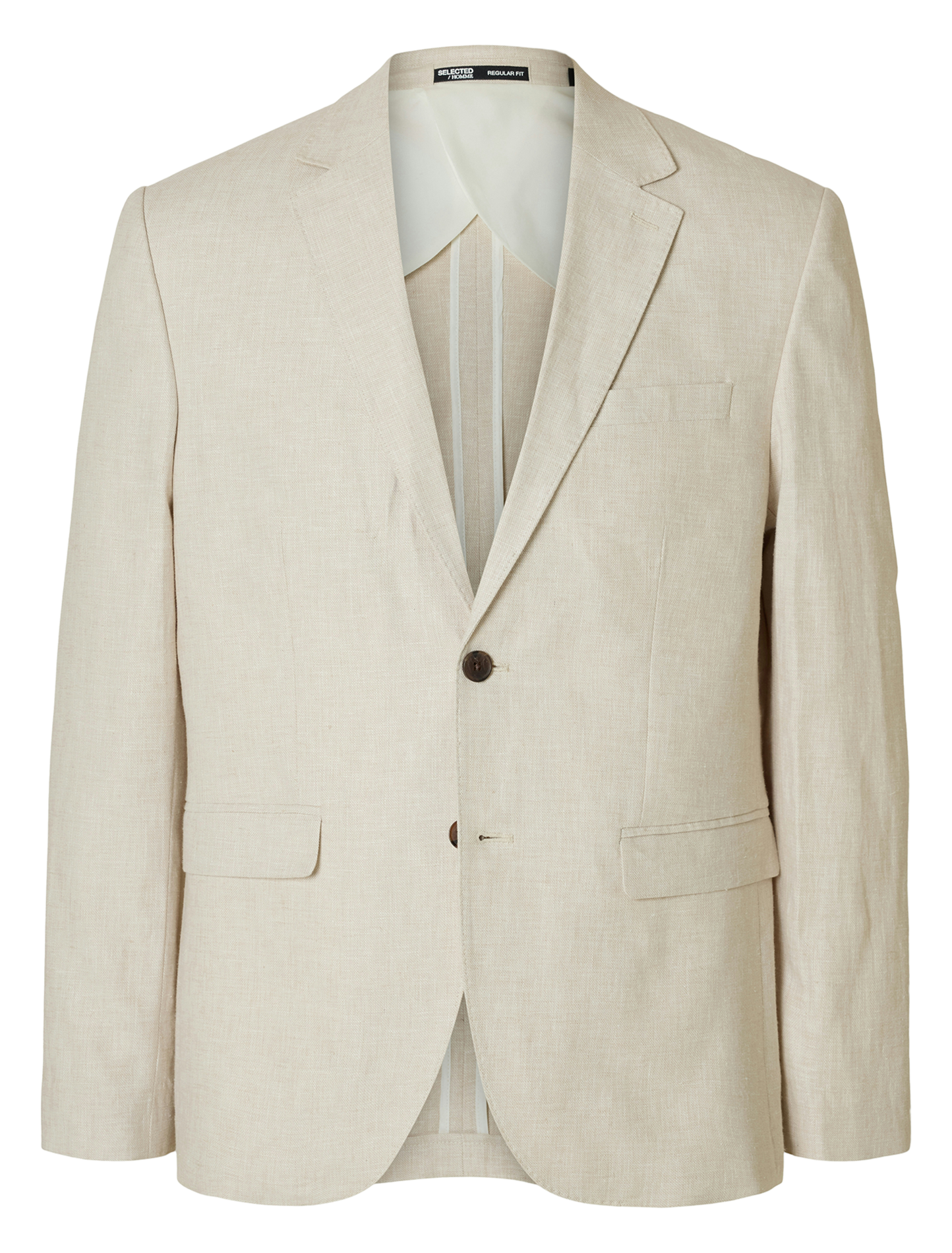 Blended linen tailored jacket Oatmeal Selected - Men