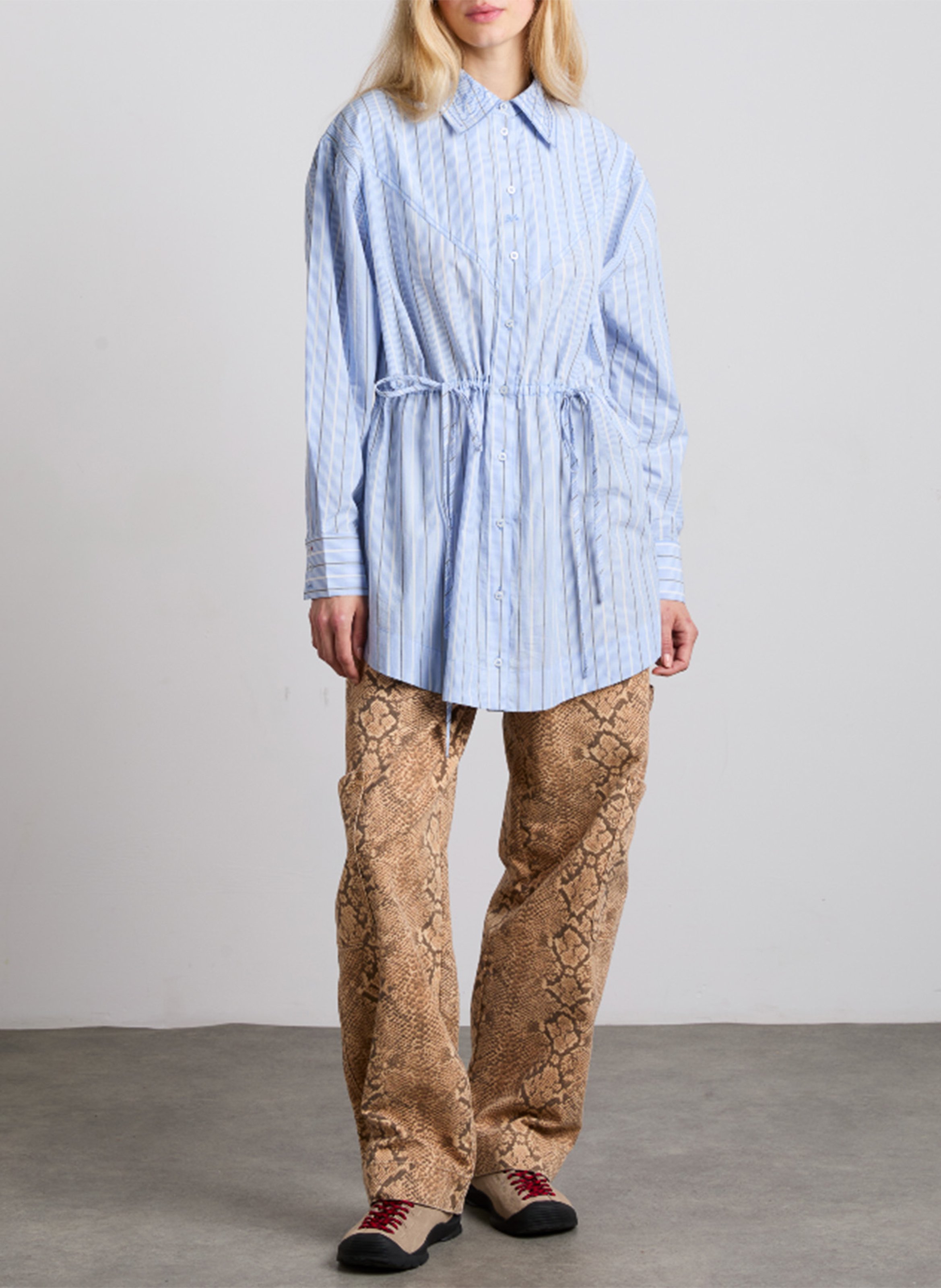 Straight shirt in striped organic cotton DAMSON MADDER Blue