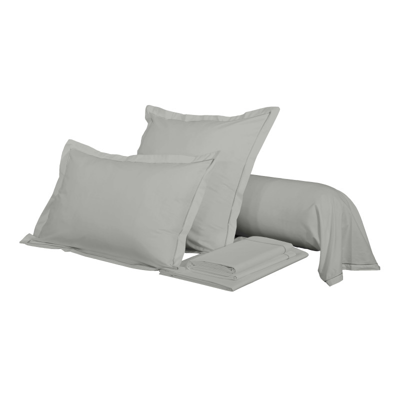 100% Pure Cotton Bolster Pillowcase COTON PUR Grey