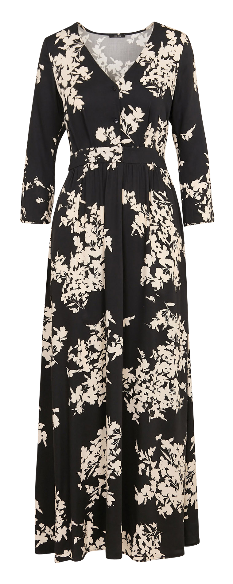Robe longue col V imprimée ONE STEP Noir