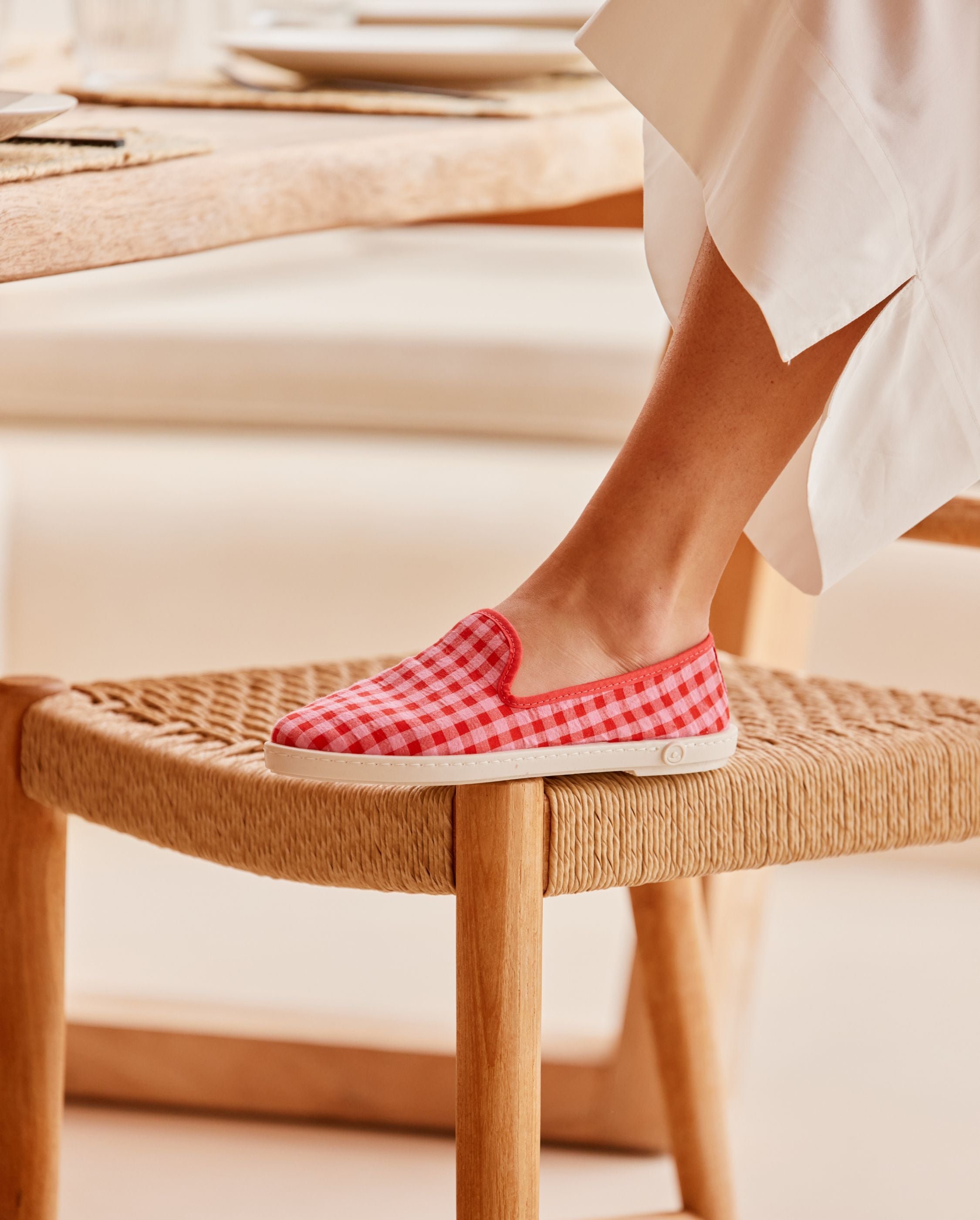 Women's gingham slippers, red-pink ANGARDE Red