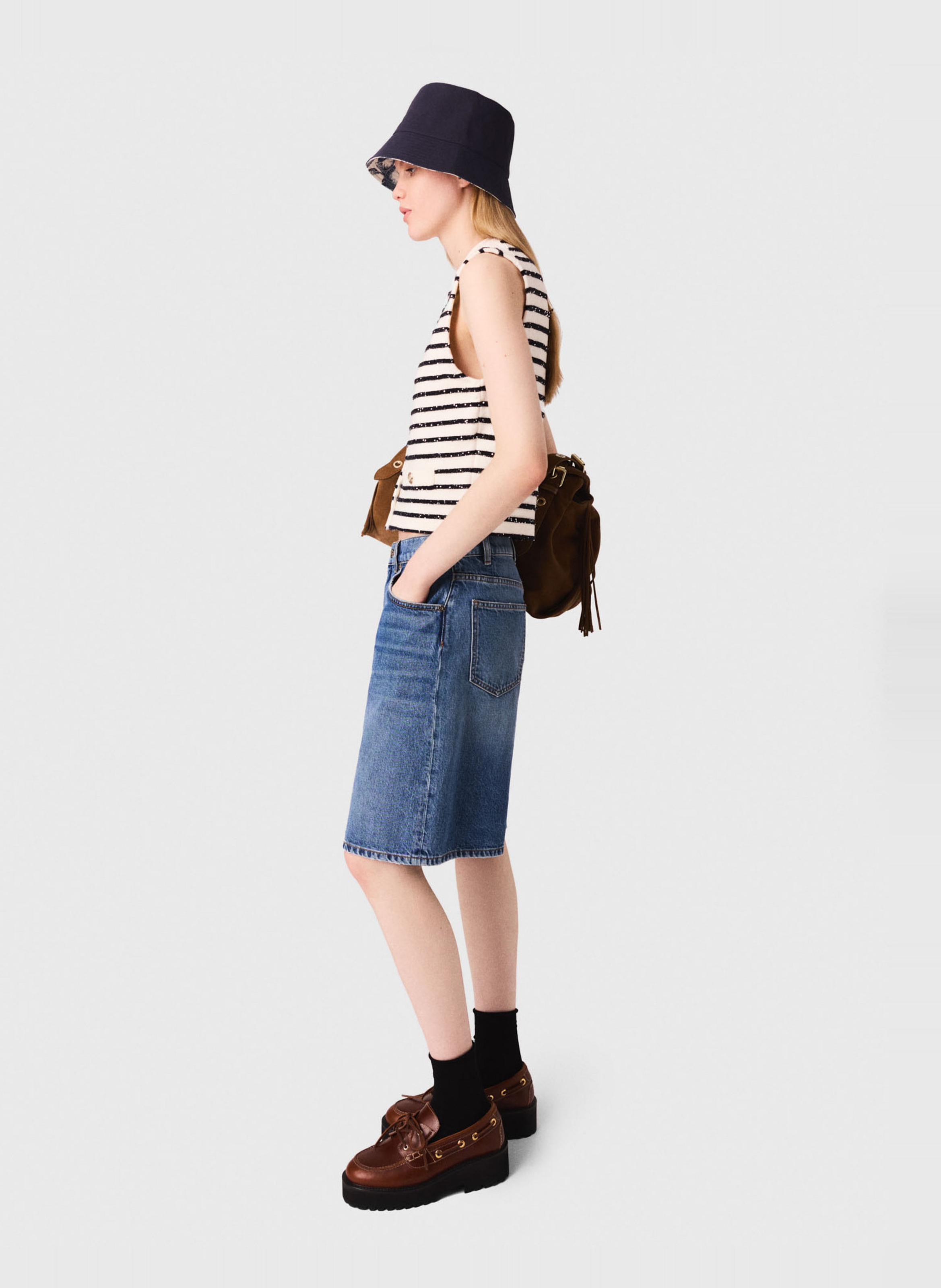 Gilet col rond  MAJE Blanc