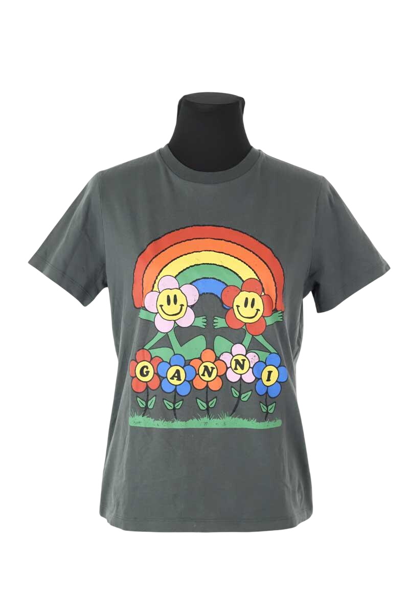 Cotton T-shirt GANNI - Seconde Main Khaki