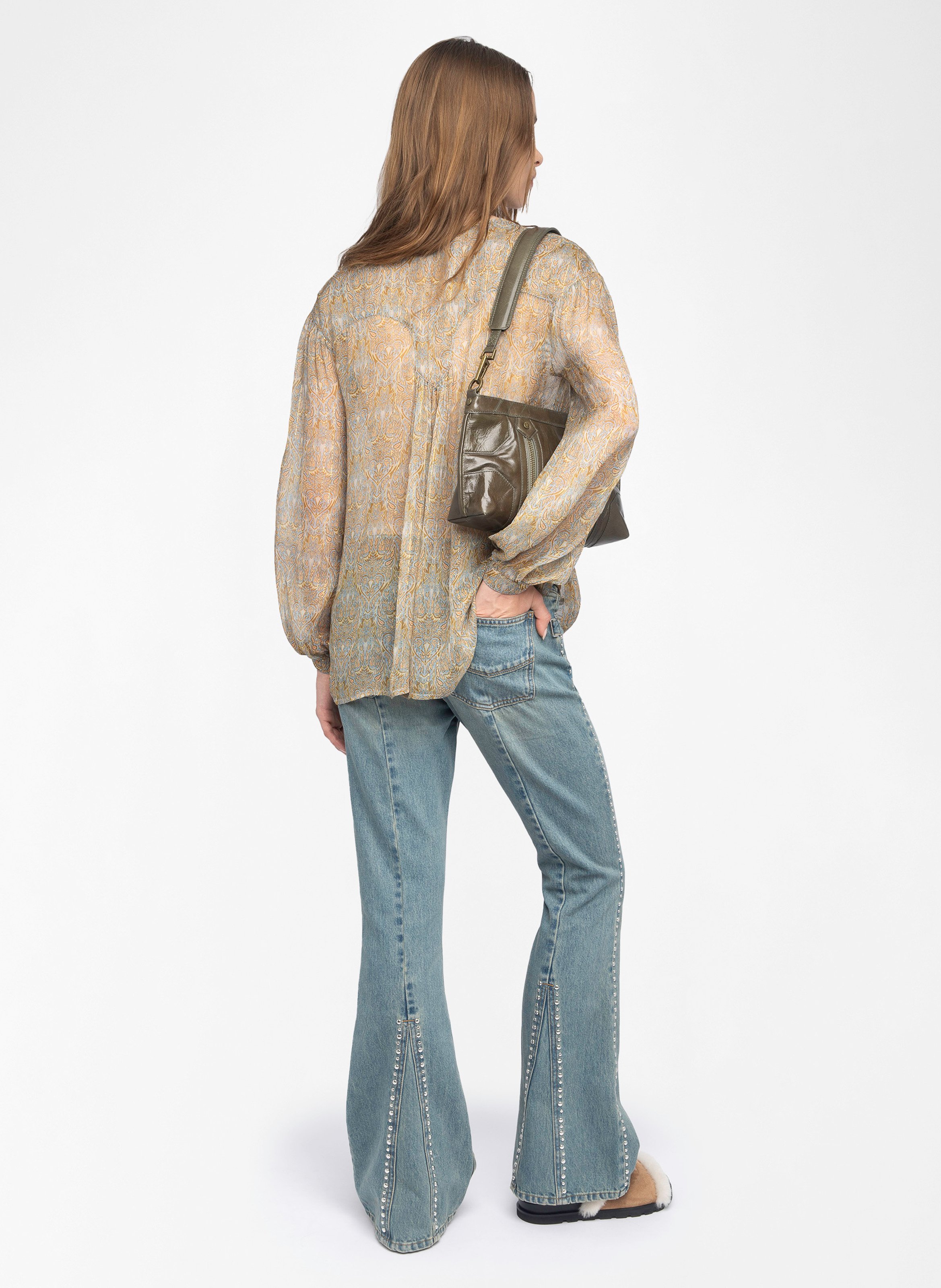 Blouse col V en coton mélangé ZADIG&VOLTAIRE Bleu