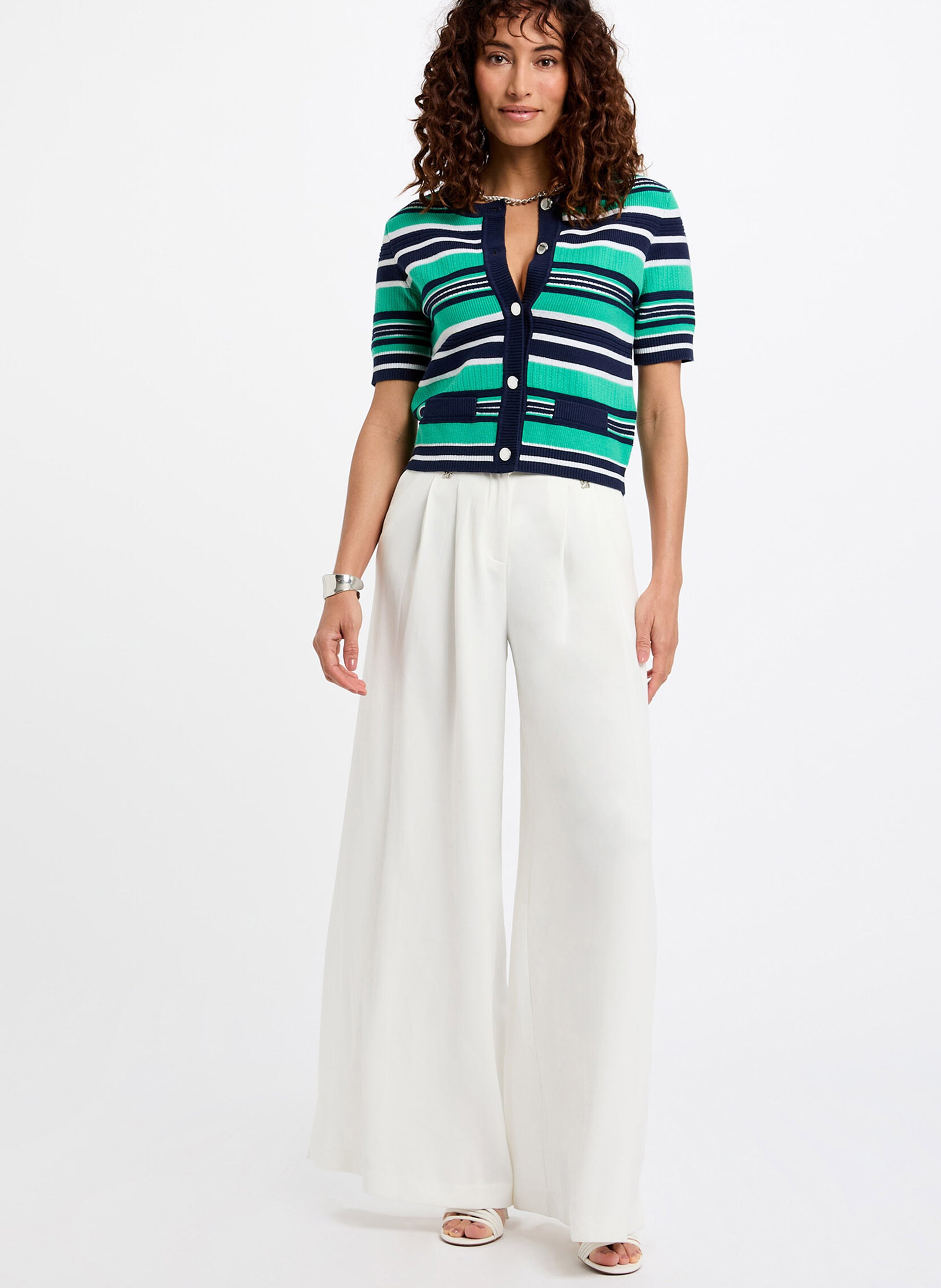 Striped seaside-inspired cardigan with wool MORGAN Multicolored