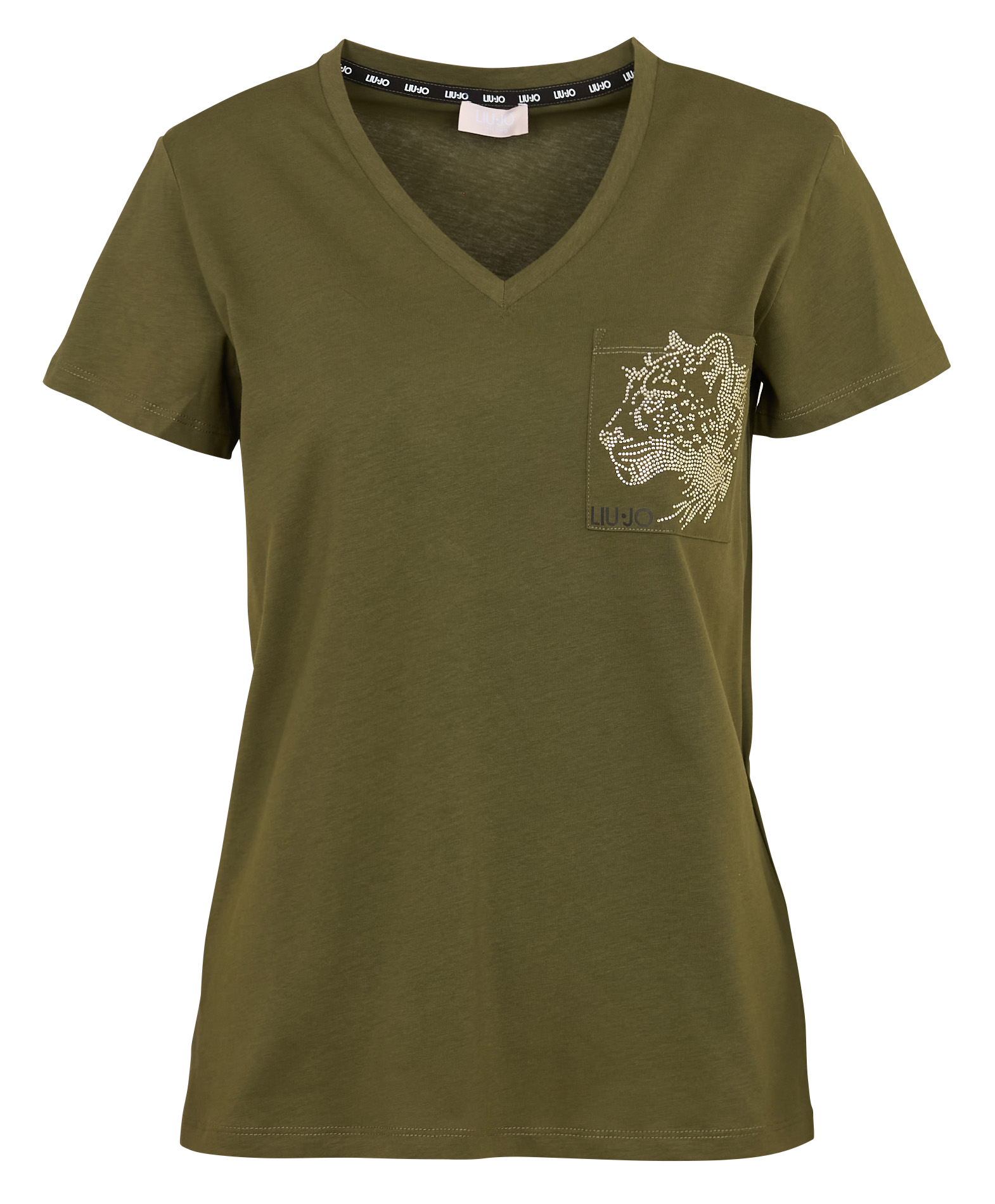 Tee-shirt col v en coton LIU JO Vert