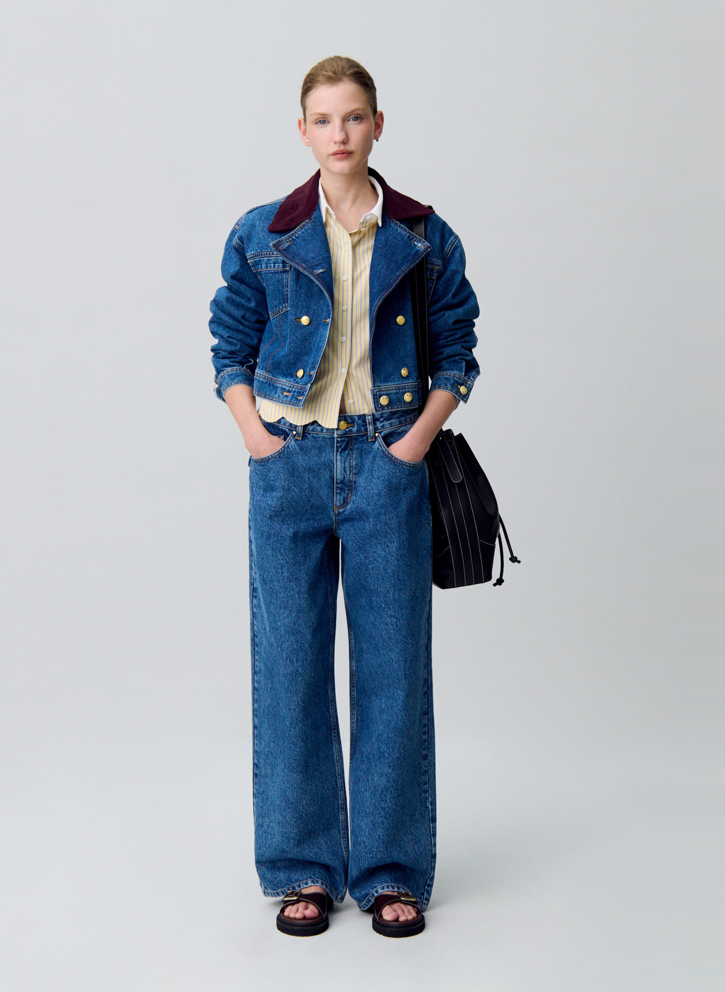 Jean droit en coton CLAUDIE PIERLOT Bleu