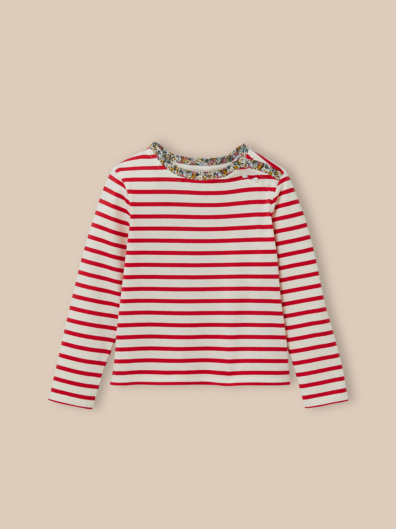 Organic cotton Liberty fabric Breton T-shirt CYRILLUS