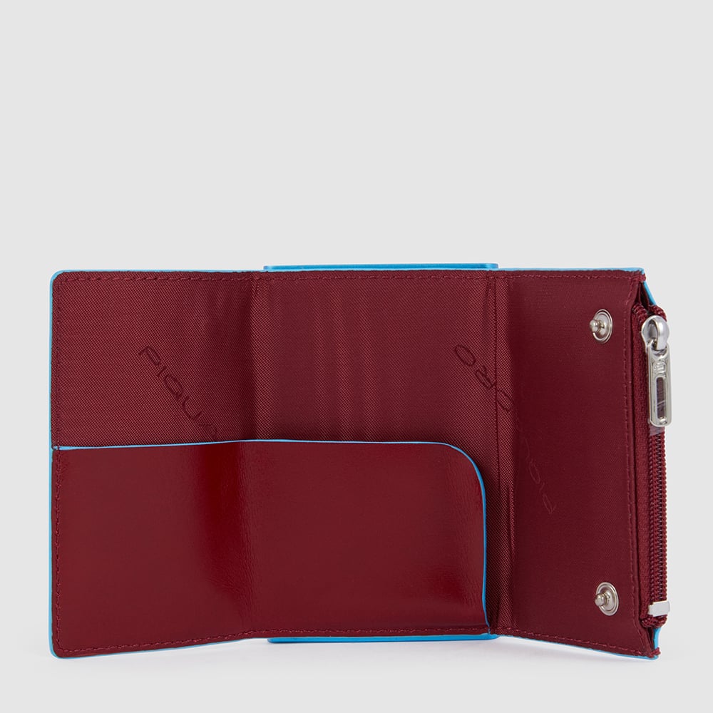 Wallet with sliding system and coin pocket PIQUADRO Red