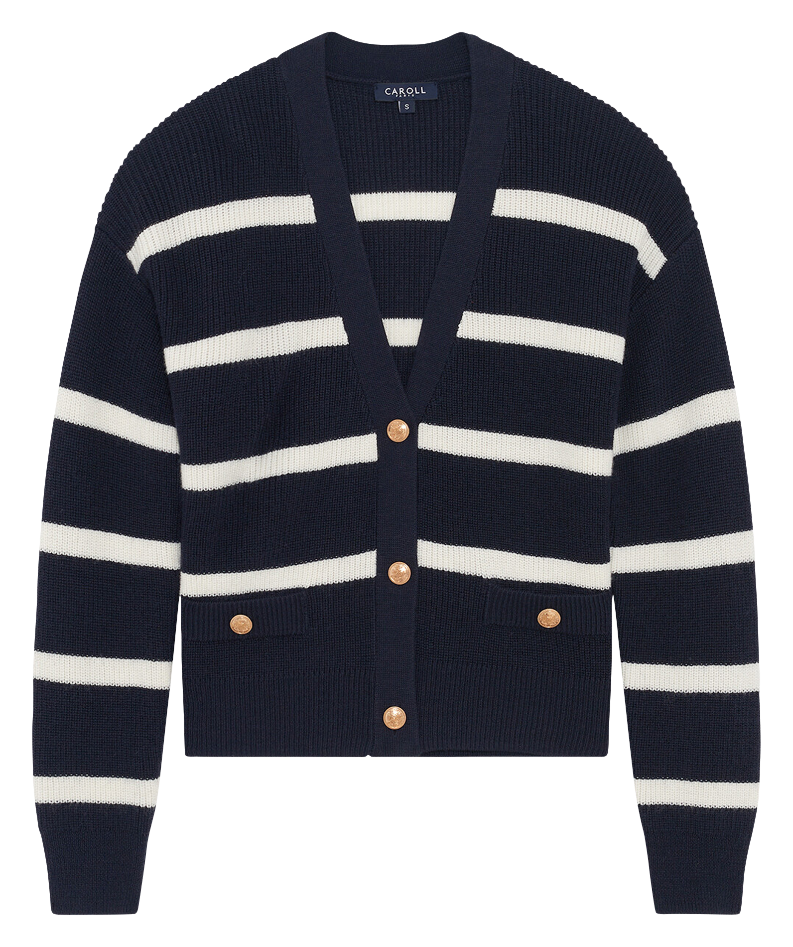 Gilet col V en laine mélangée CAROLL Bleu