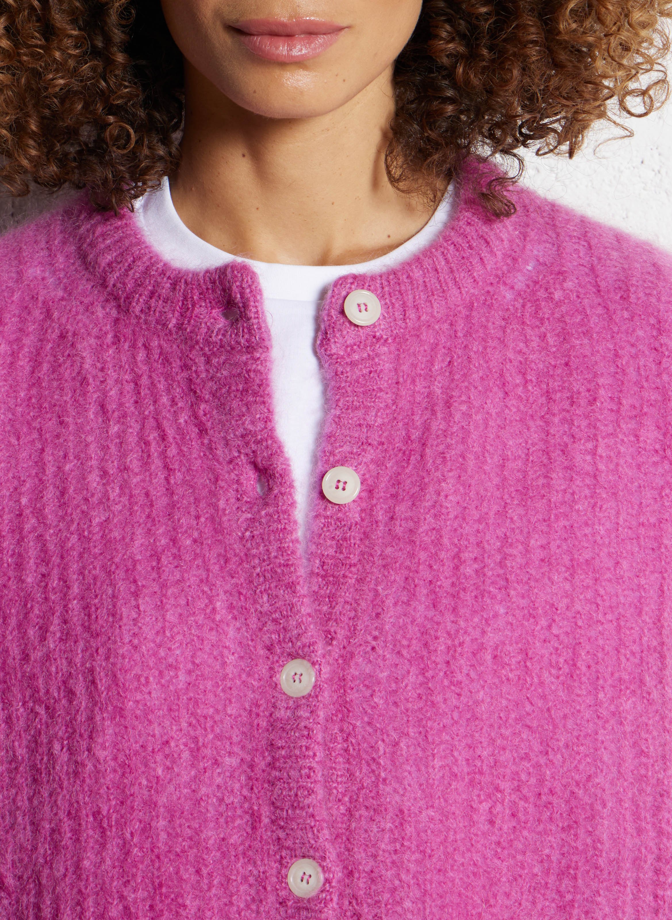 Oversized fluffy wool blend vest DES PETITS HAUTS Pink