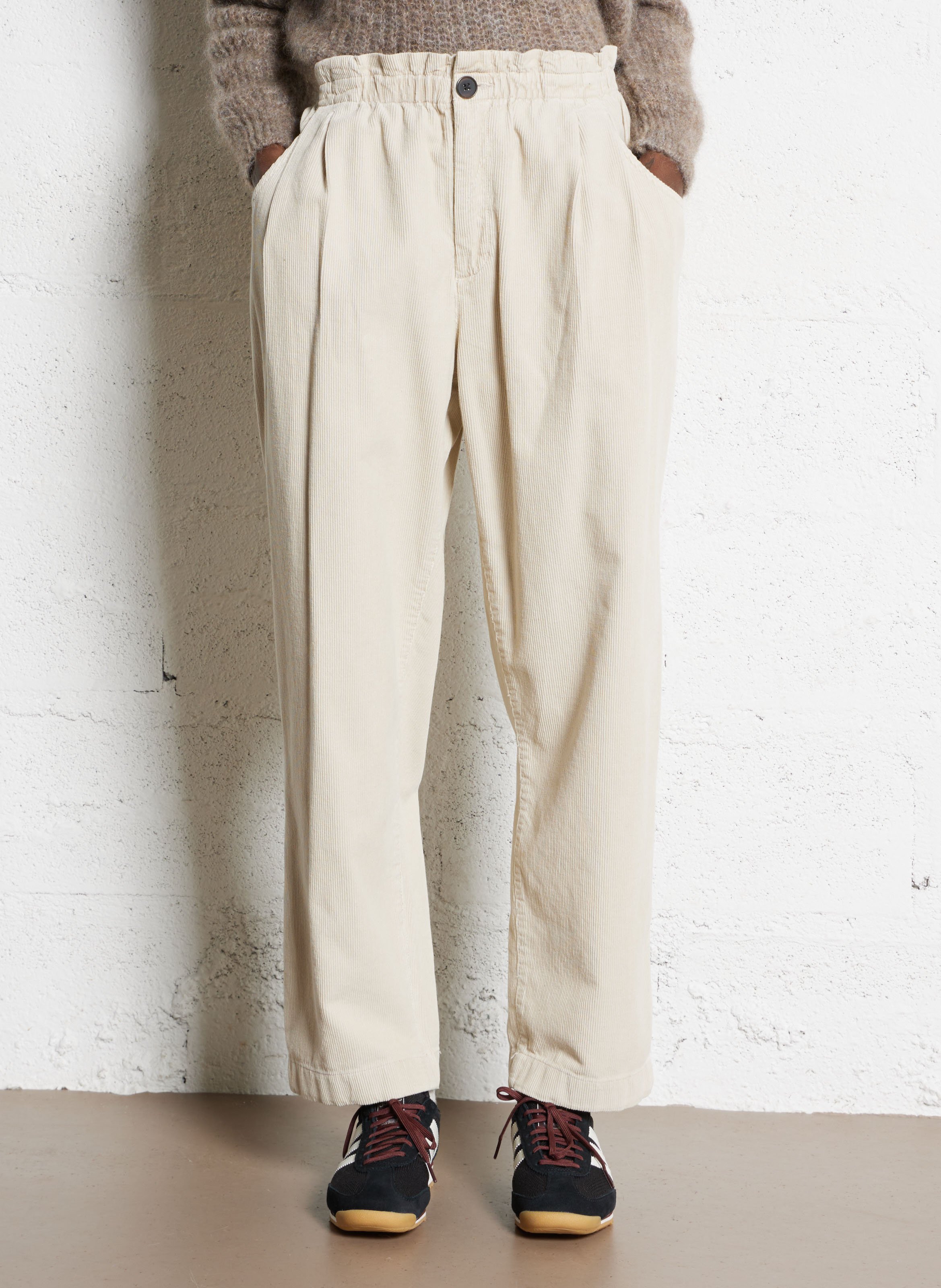 Broek met rechte pijpen van velours BELLEROSE Wit