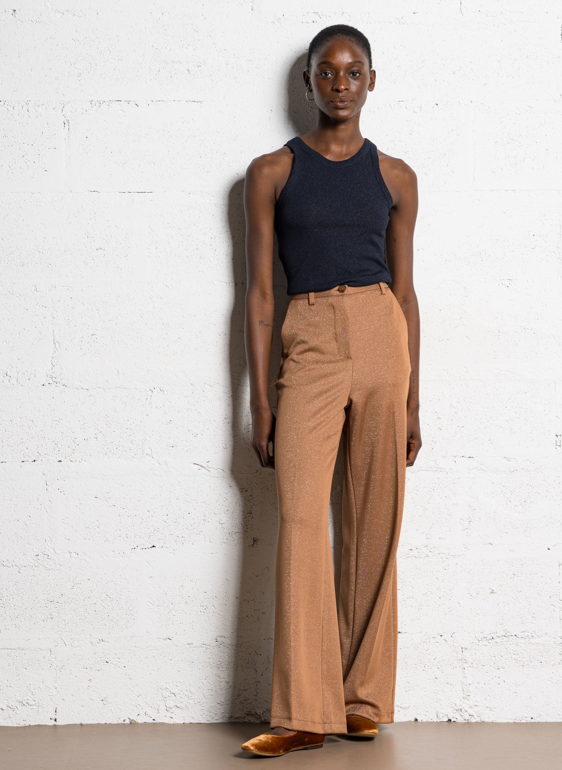 Round-neck glitter tank top IMPERIAL Blue