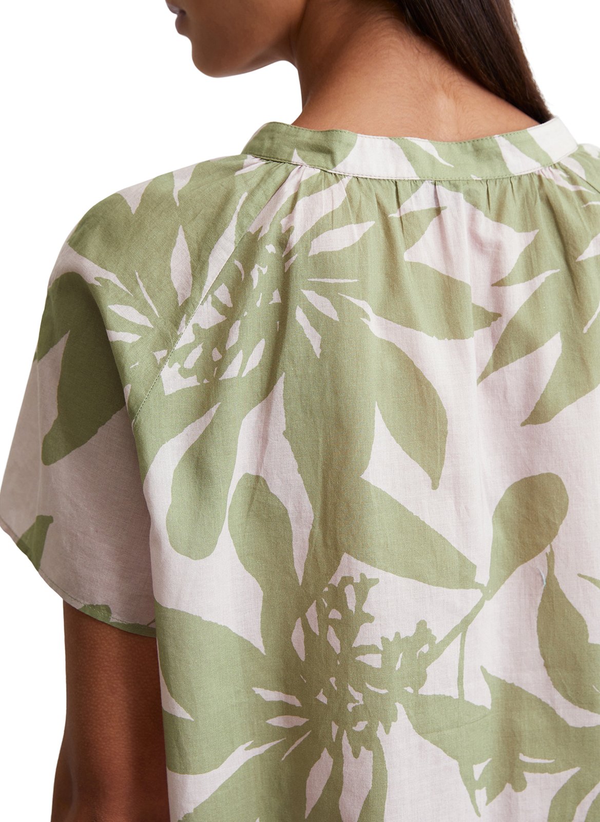 Blusa de algodón con cuello de pico MARC O'POLO Multicolor