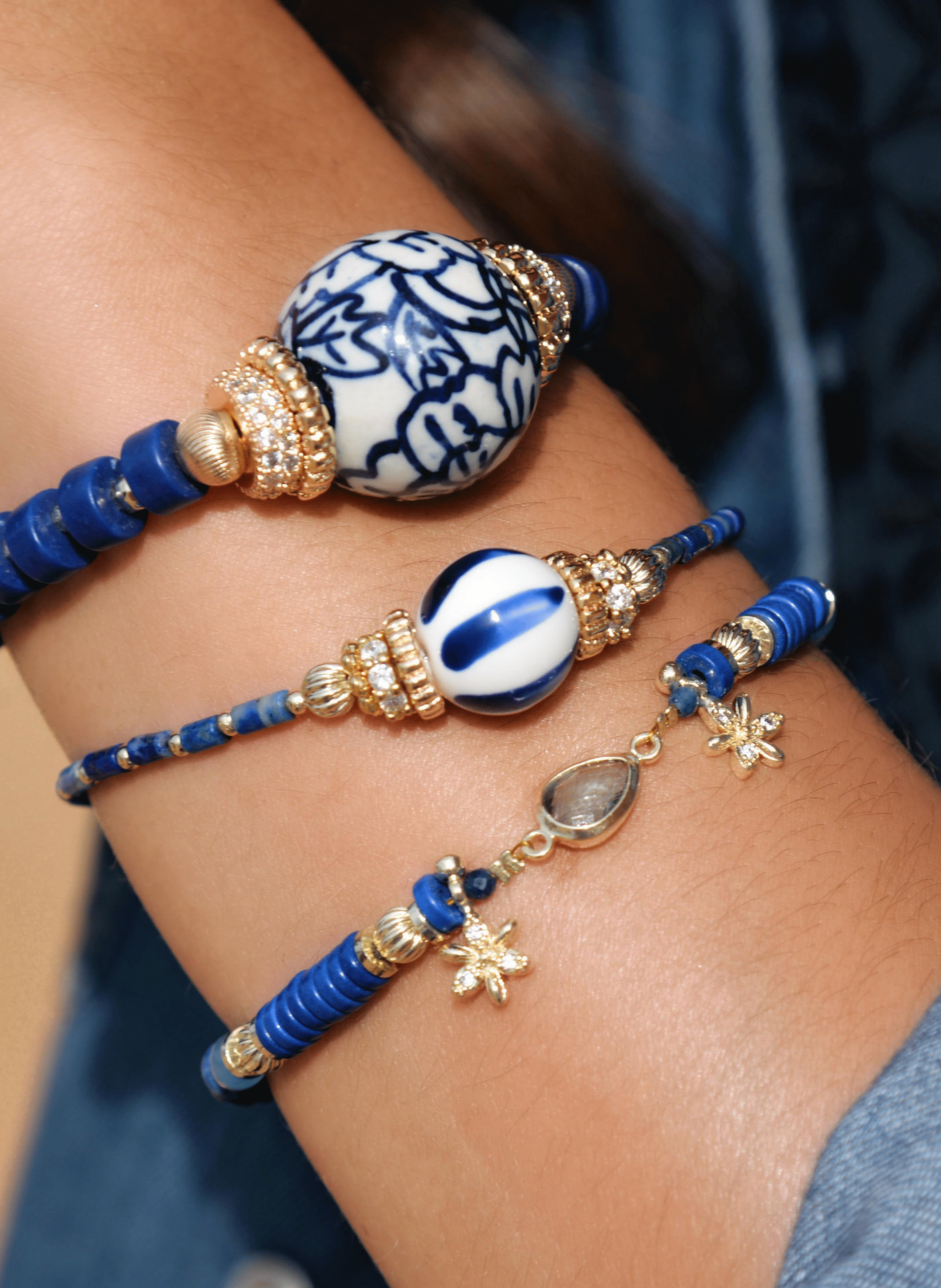 Adjustable bead bracelet HIPANEMA Blue
