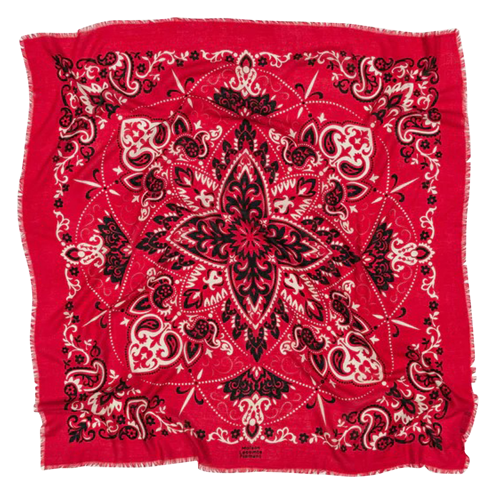 Foulard imprimé en laine et cachemire MAISON LECOMTE FLAMENT Rouge