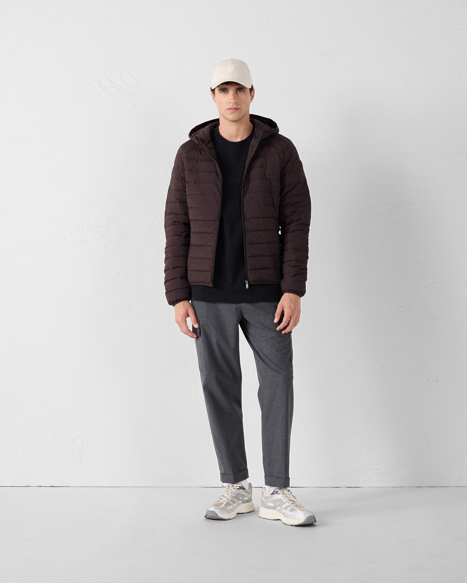 Frantz Stretch Lightweight Hooded Puffer Coat JOTT Brown