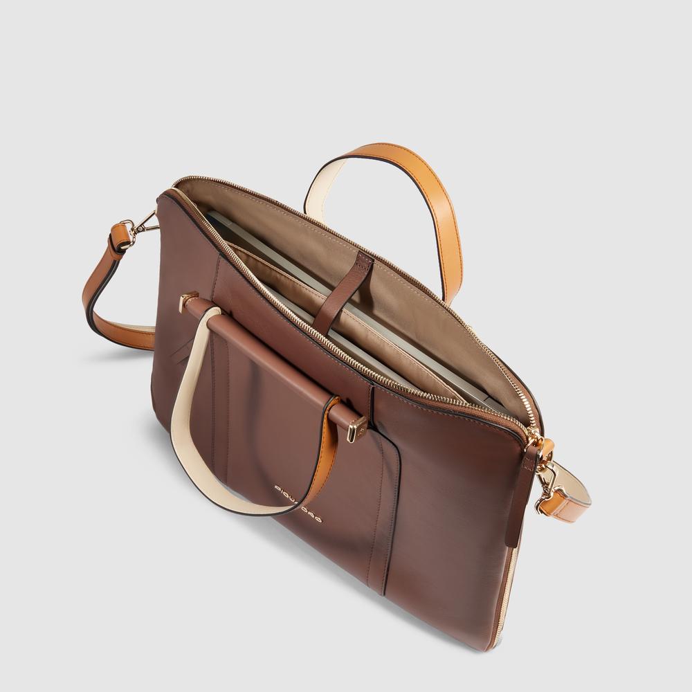 Leather messenger bag PIQUADRO Brown