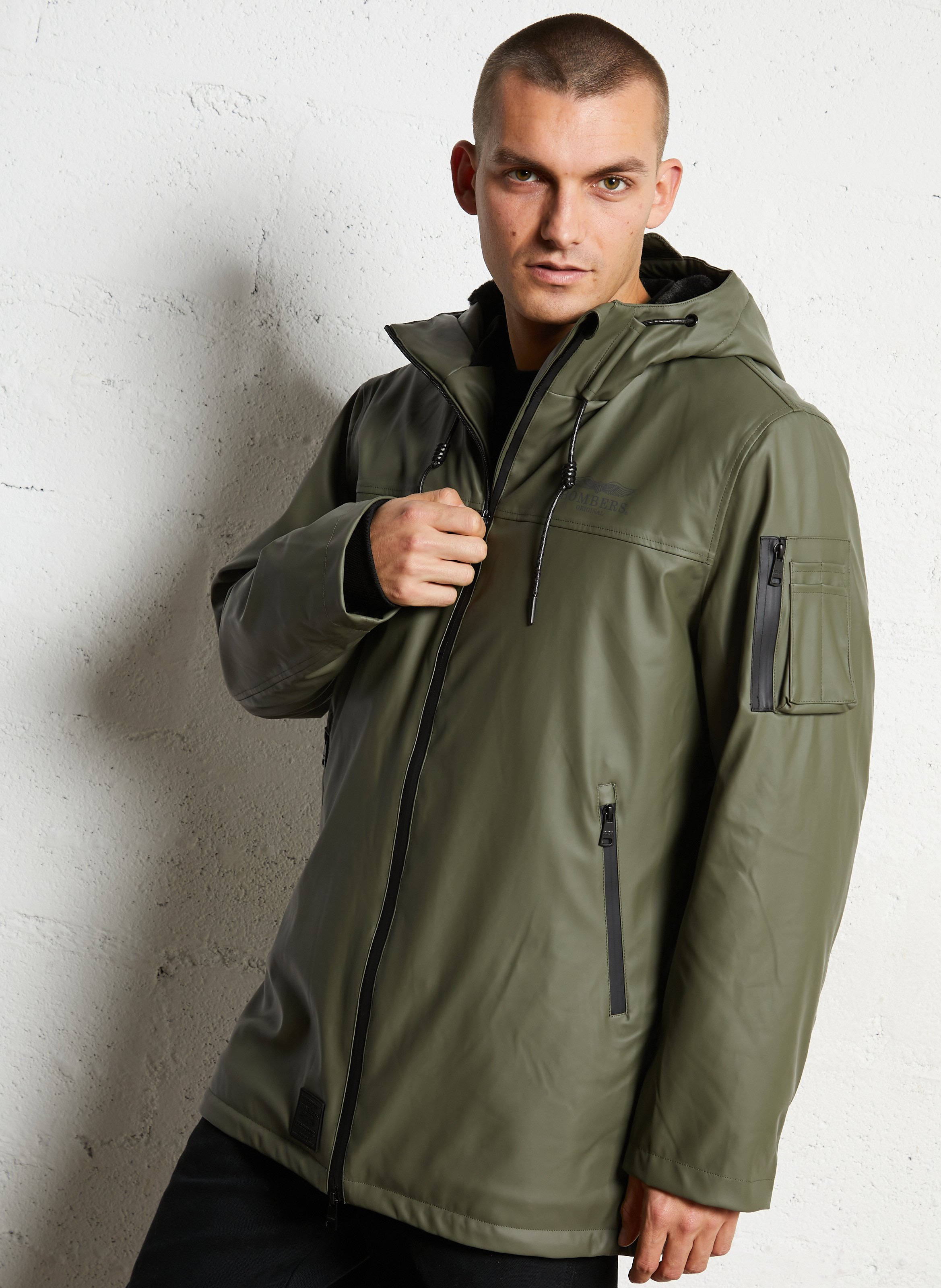 Veste droite zippée à capuche BOMBERS ORIGINAL Kaki
