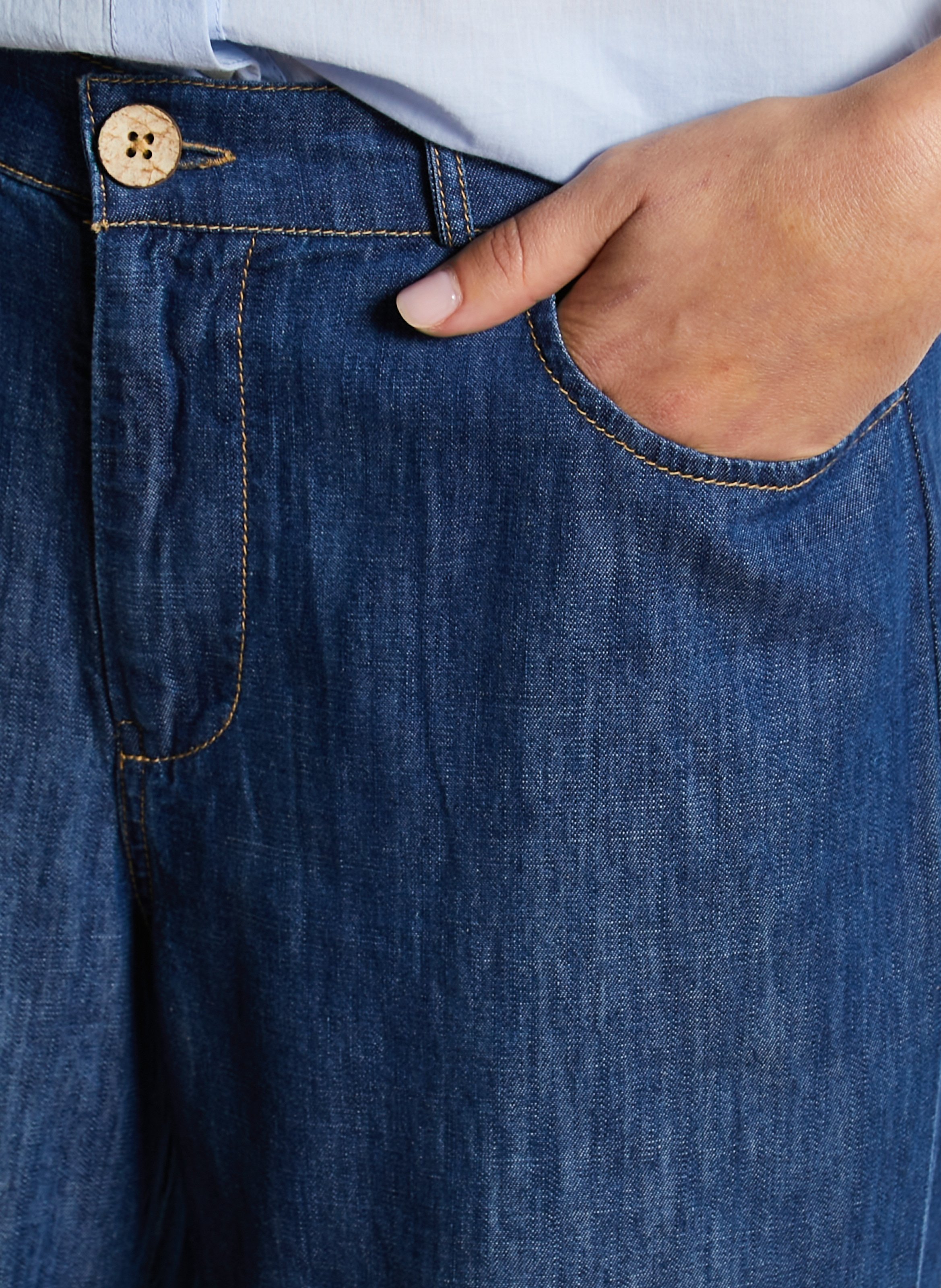 Pantalon large en coton NICE THINGS Bleu