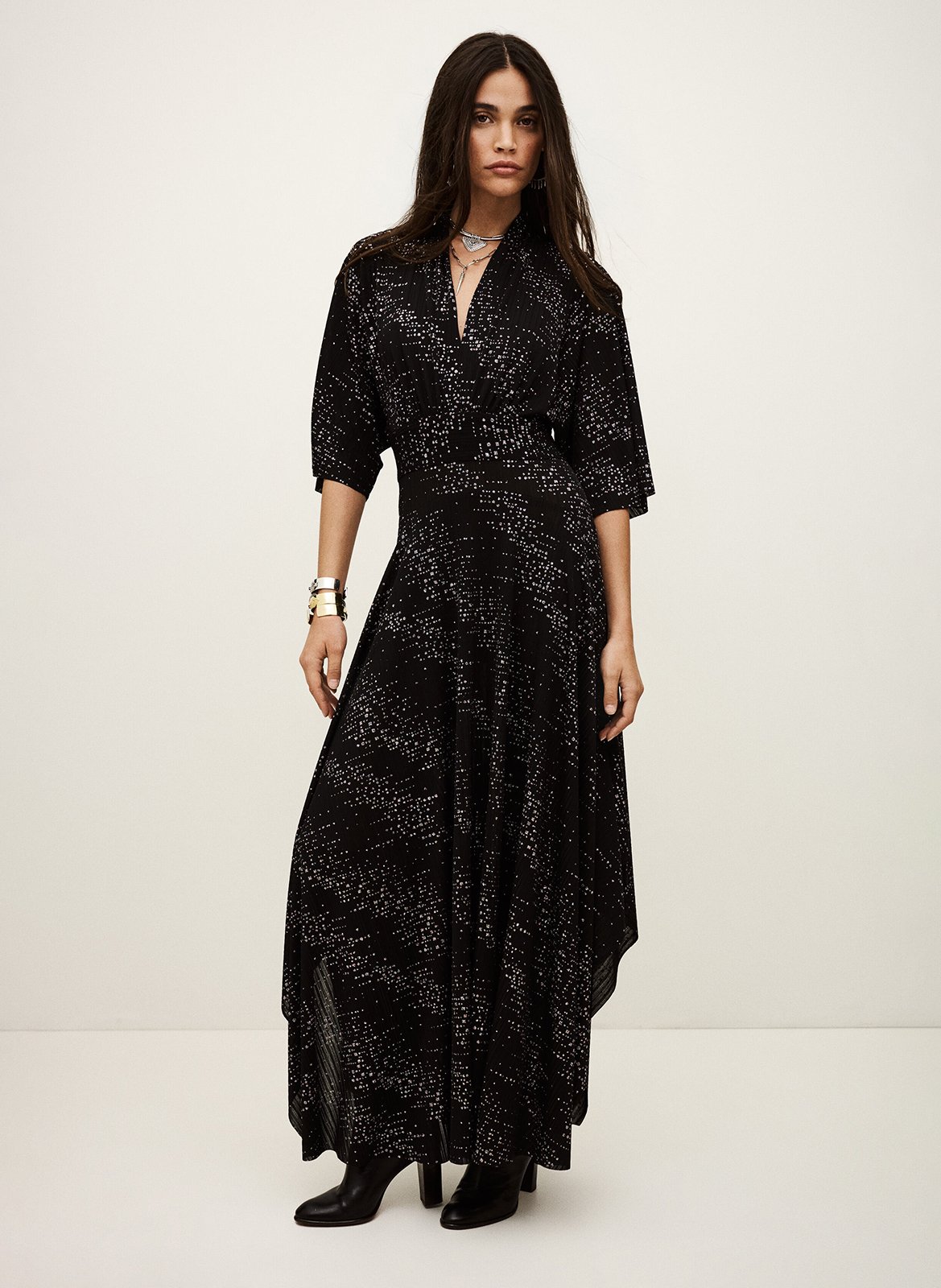 Robe longue ample à détails brillants BA&SH Noir