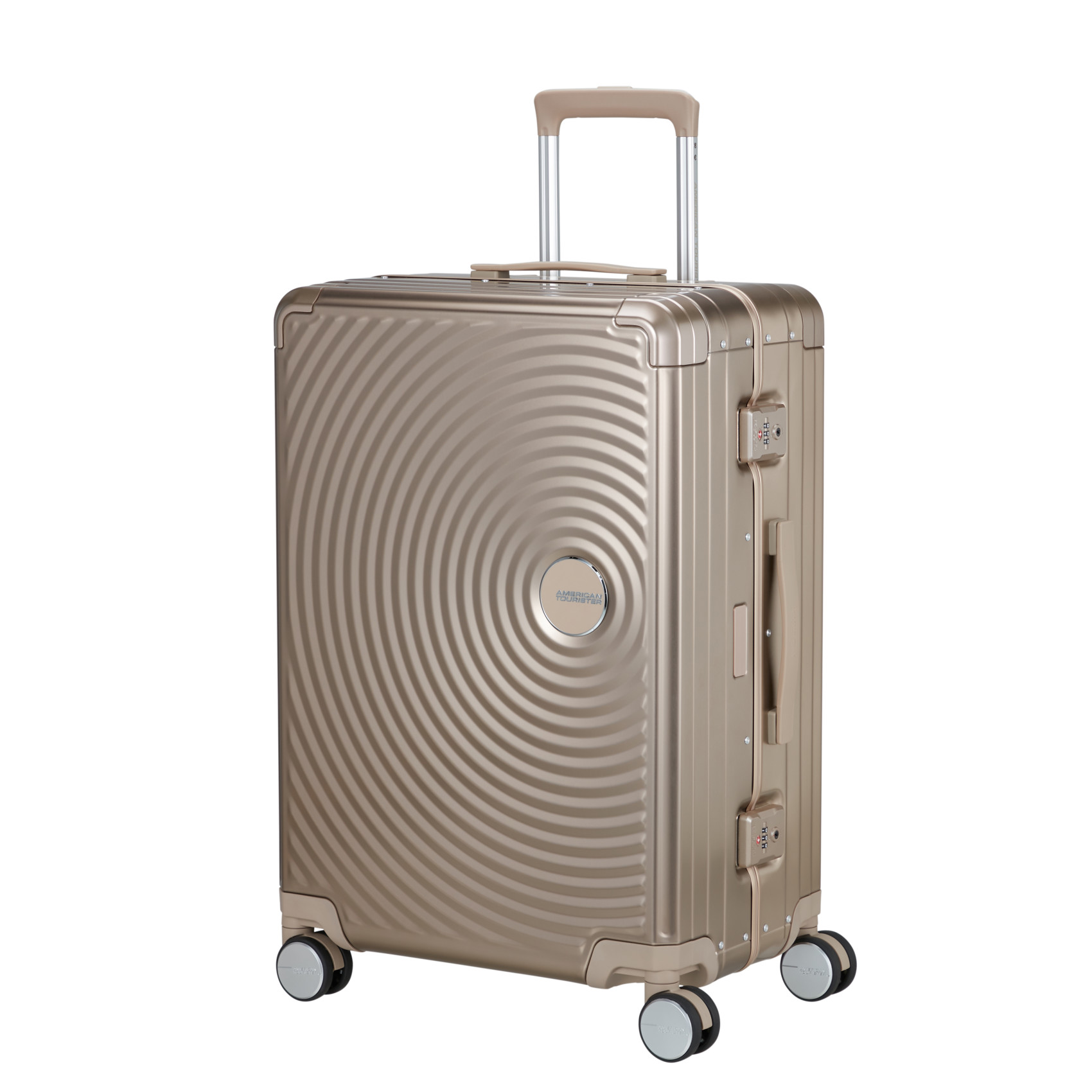 Aluminum suitcase with 4 wheels size M AMERICAN TOURISTER Golden
