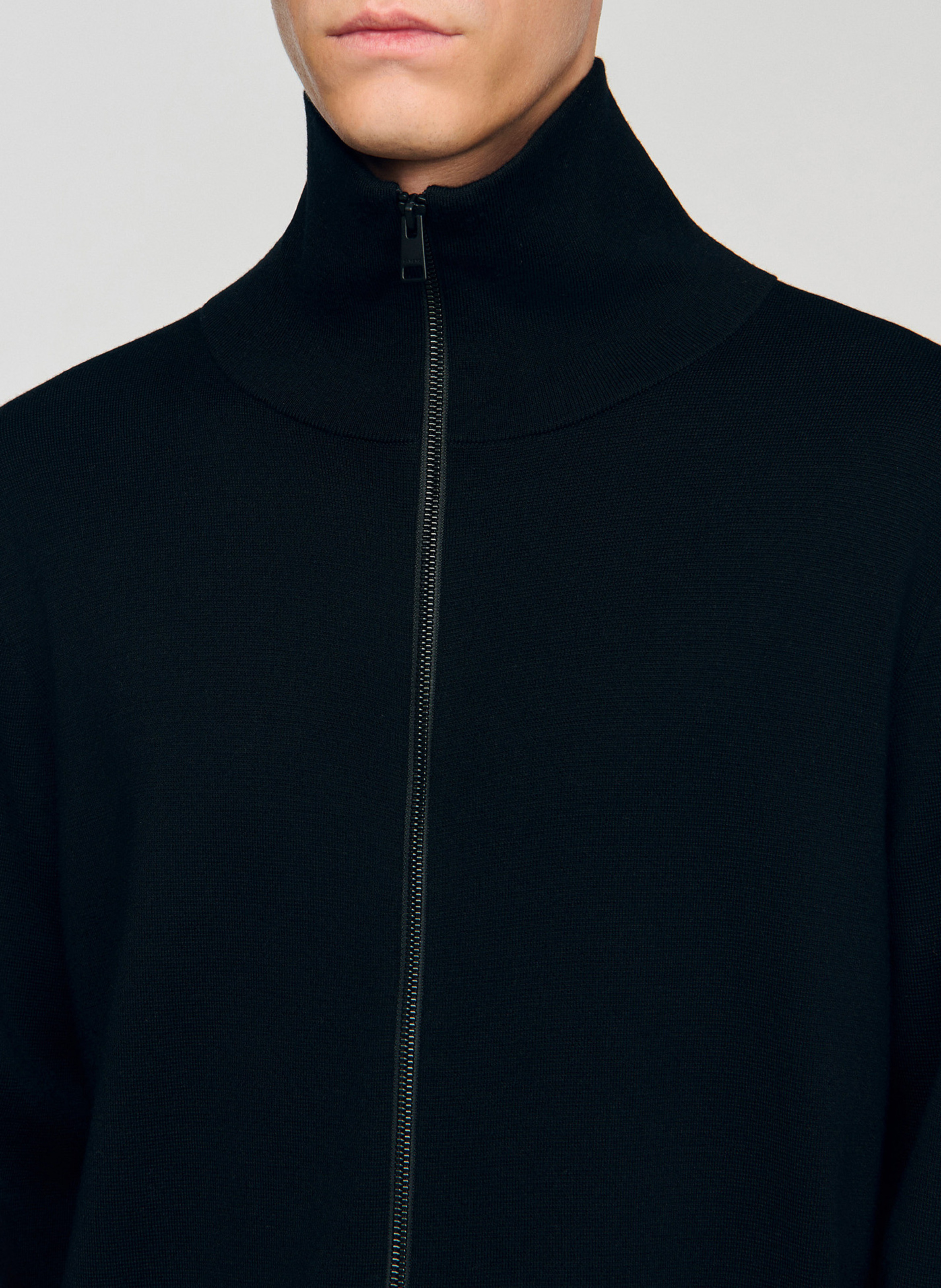 Gilet zippé en laine SANDRO Noir